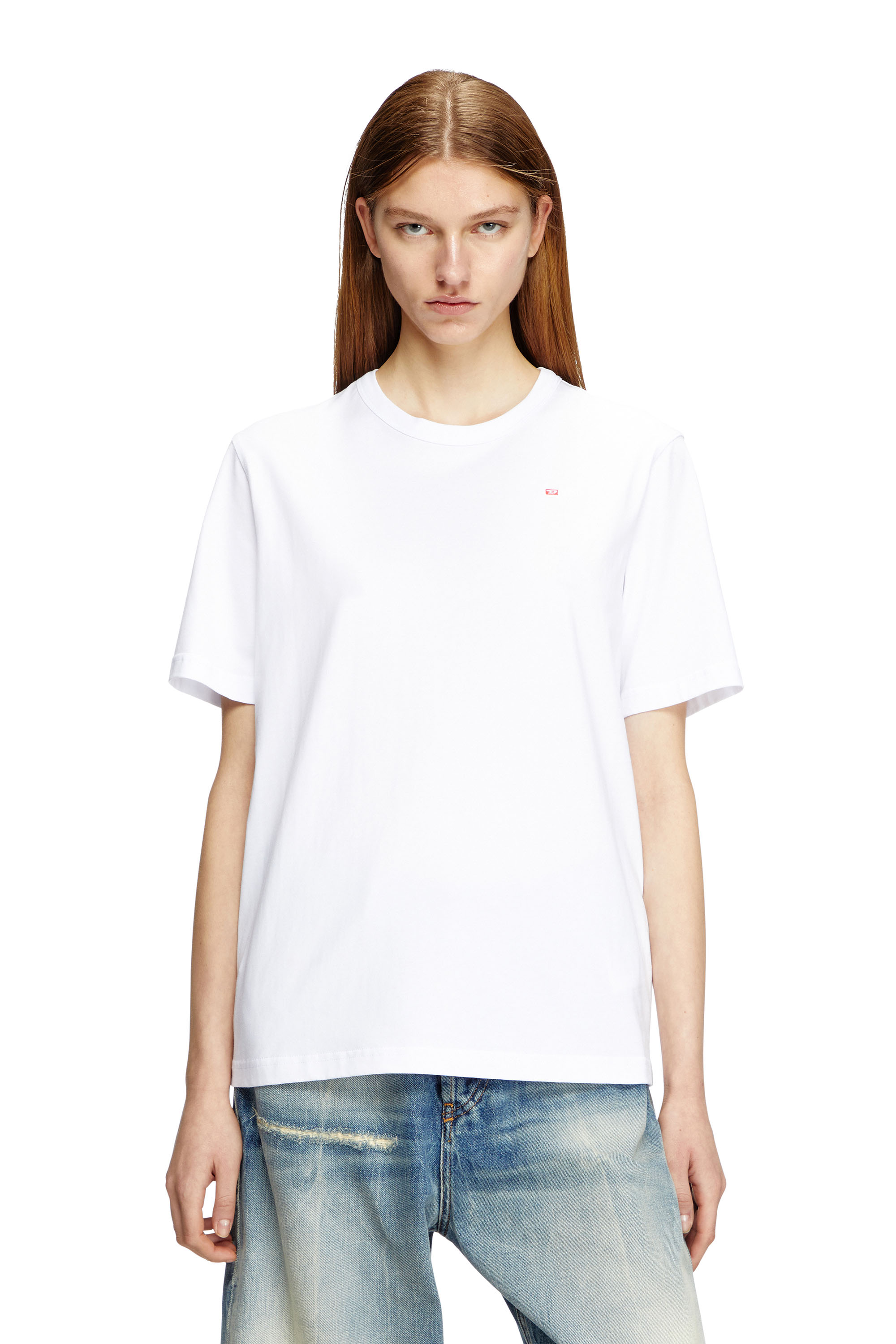 Diesel - T-ADJUST-MICRODIV, T-shirt con micro logo ricamato Unisex in Bianco - 5