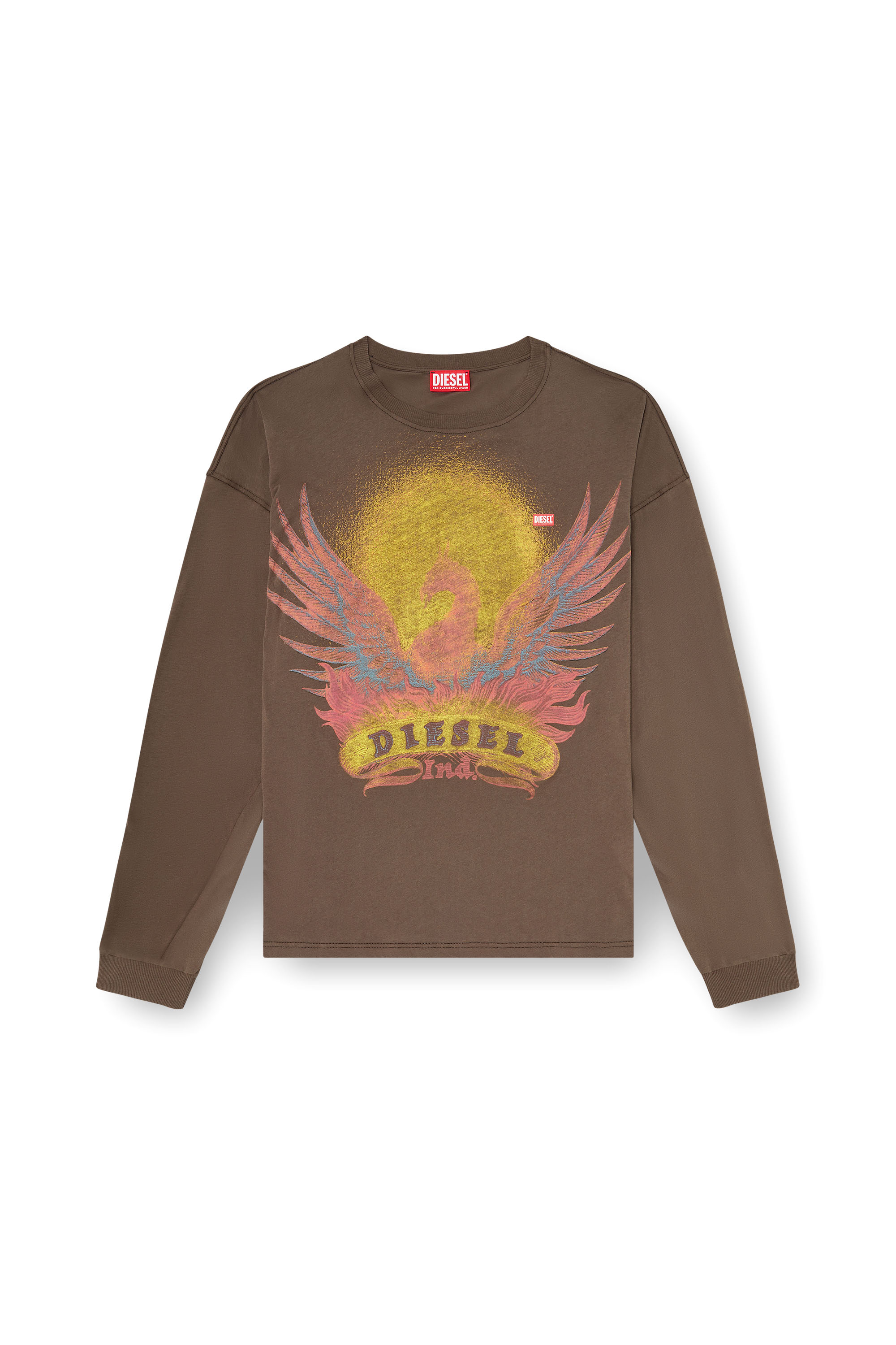 Diesel - T-BOXT-LS-AA1, T-shirt a manica lunga con grafica Phoenix Uomo in Marrone - 3