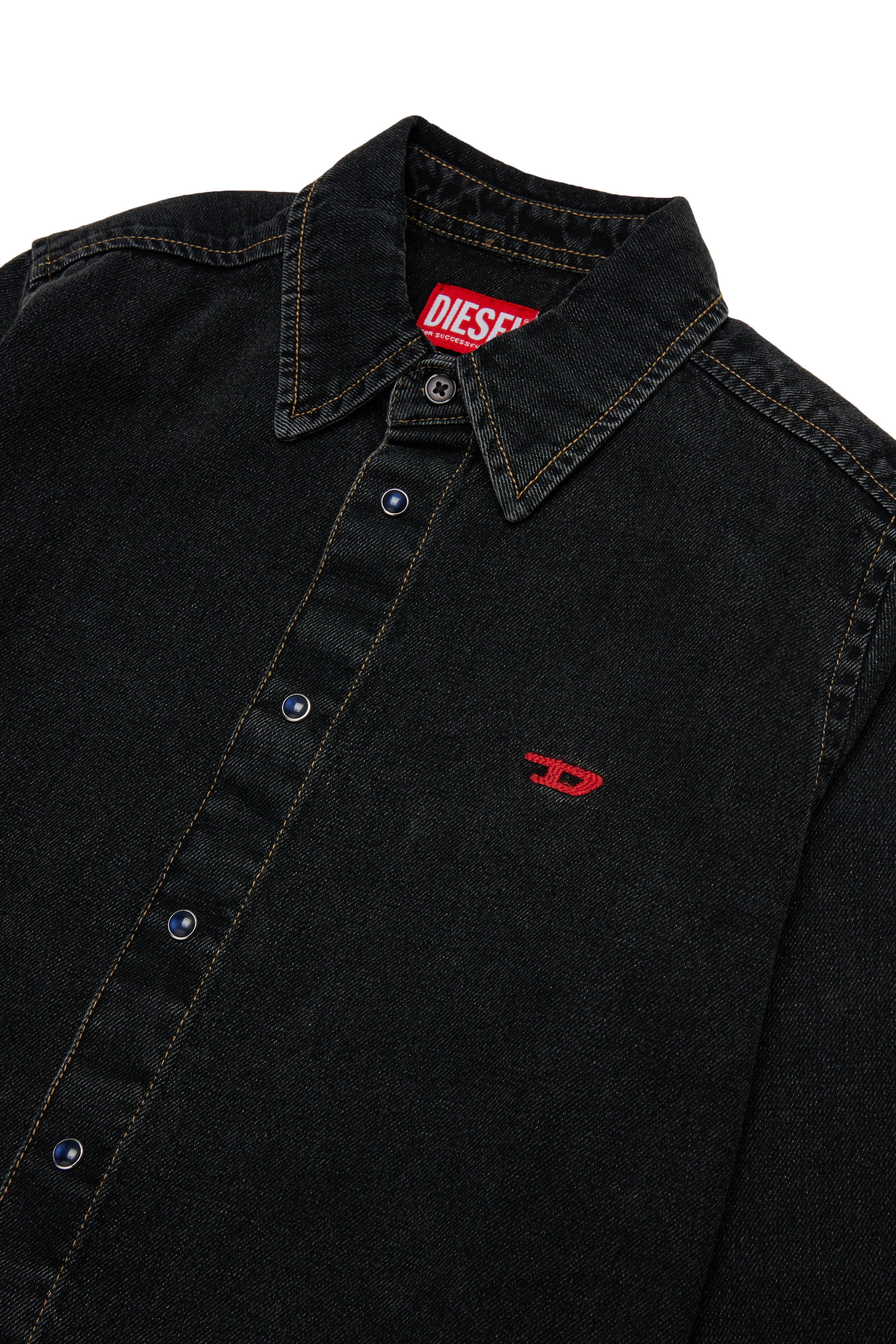 Diesel - CSIMPLY-OVER, Camicia in denim con ricamo logo D Uomo in Nero - 3