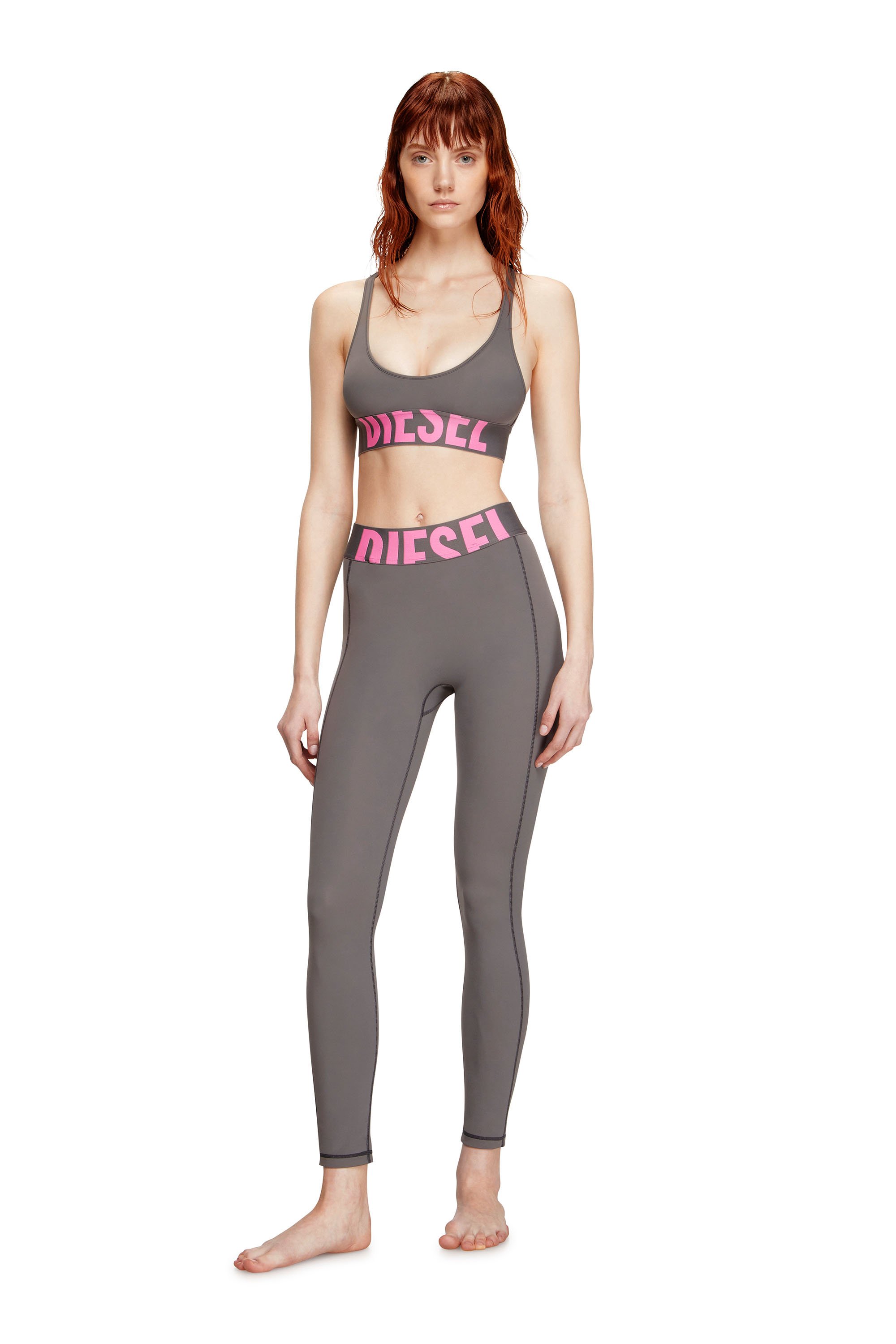 Diesel - ALLISON-D-POP, Reggiseno sportivo con logo tagliato Donna in Grigio - 2