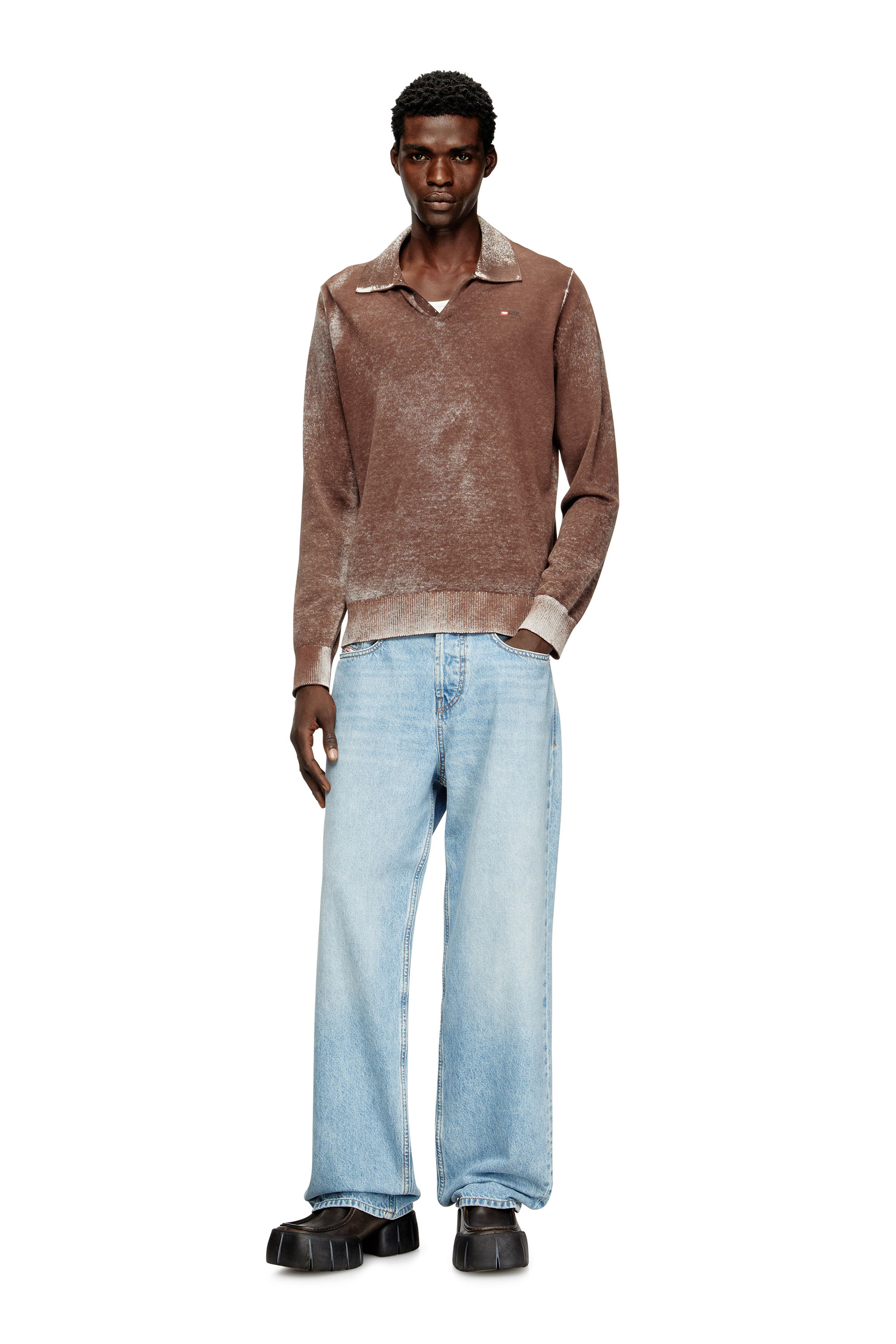 Diesel - K-LAWRENCE, Polo jumper with faded reverse print Uomo in Multicolor - 2