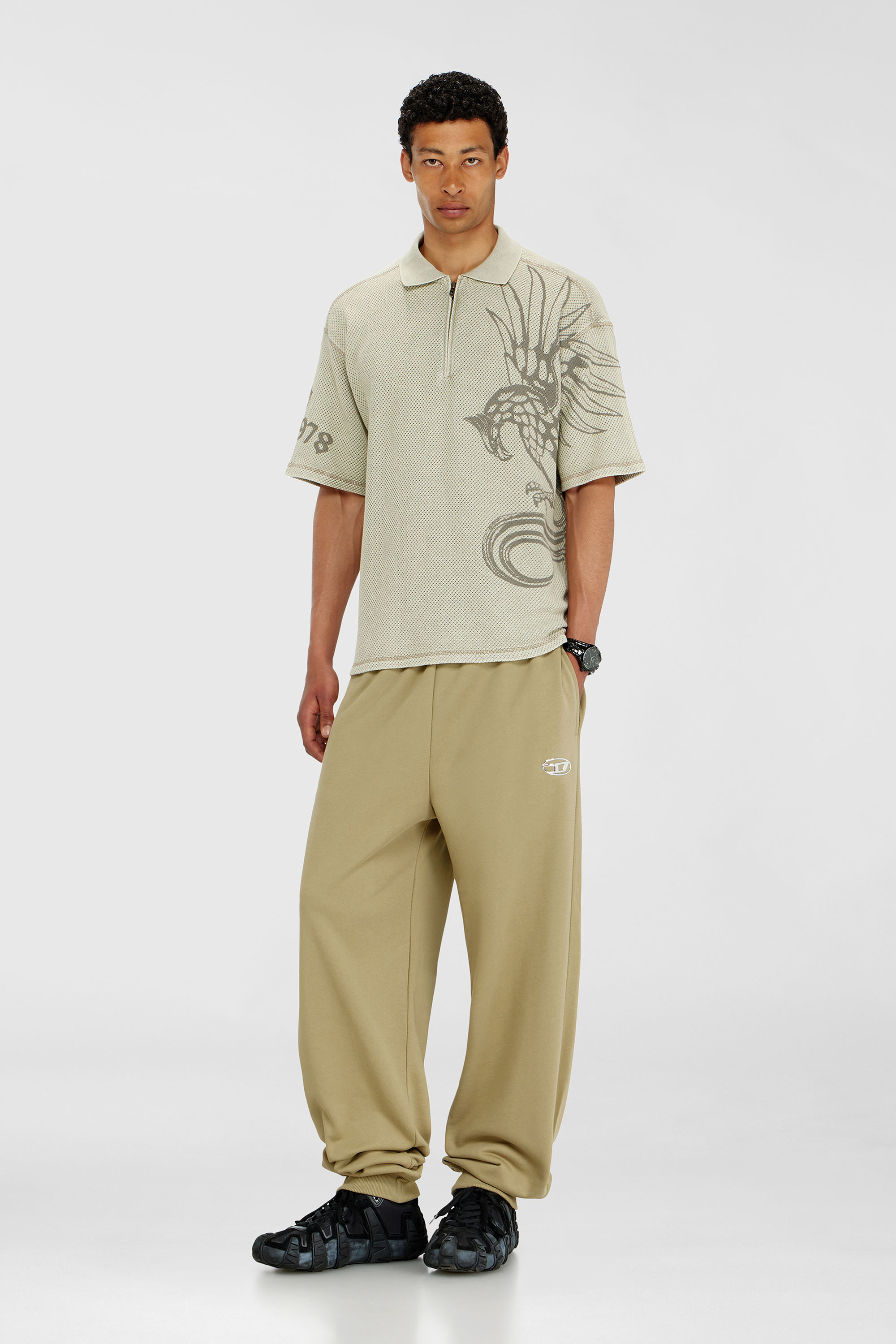 Diesel - P-MARKY-IOD, Pantaloni in cotone con Oval D metallico Uomo in Beige - 1