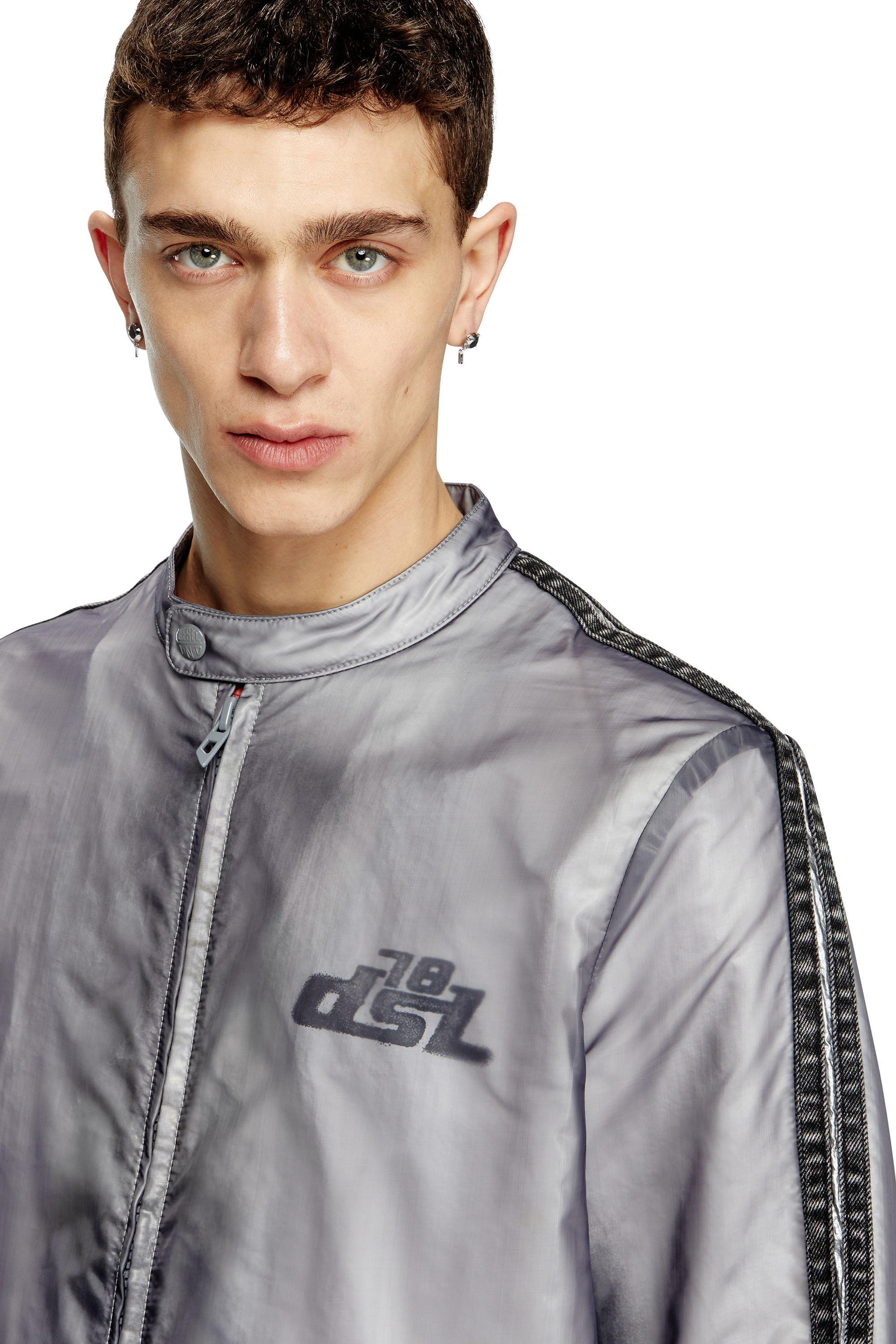 Diesel - J-POP, Giacca biker con trasparenza Uomo in Grigio - 5