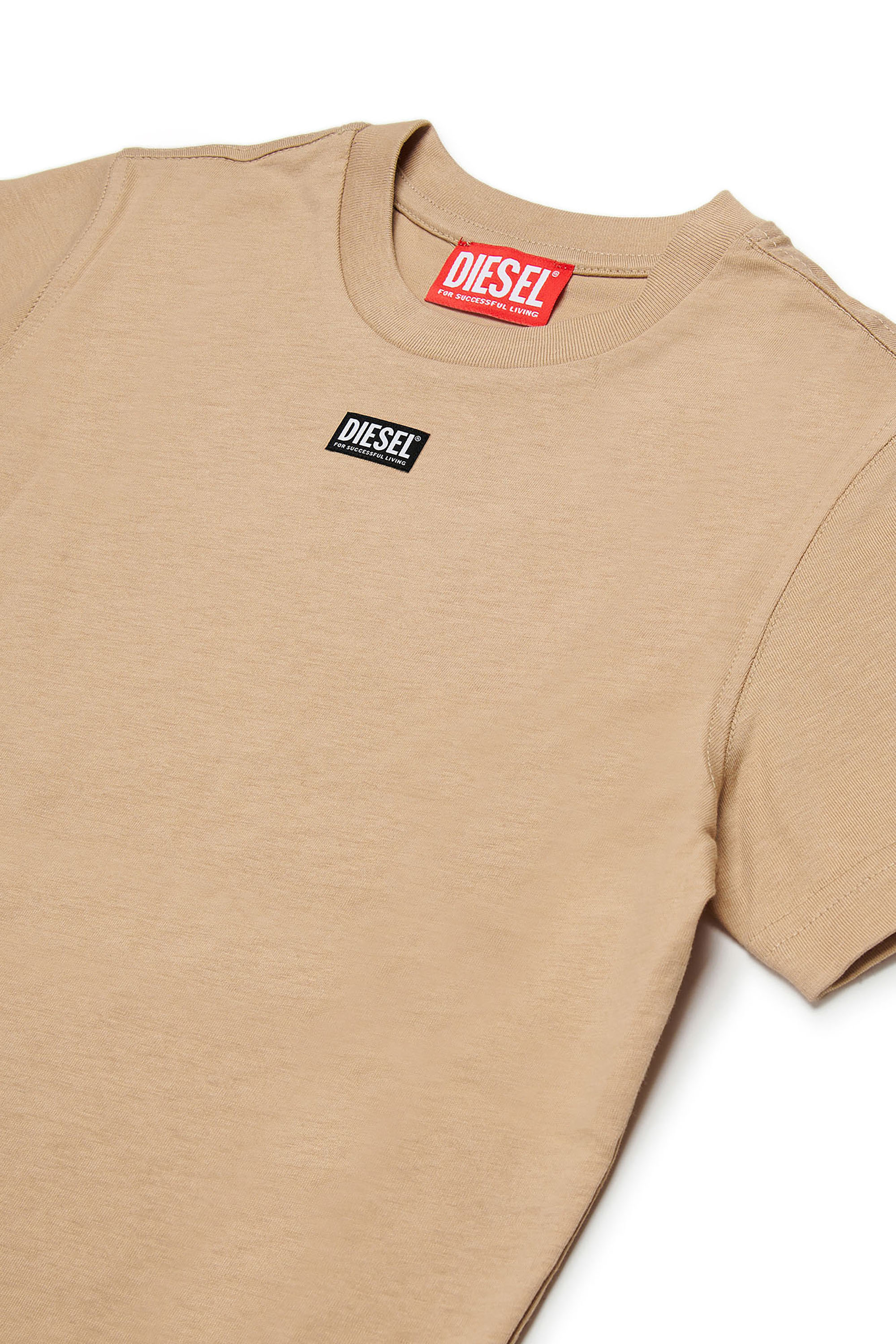 Diesel - TJUSTR7, T-shirt in cotone con piccolo logo Biscotto Uomo in Marrone - 3