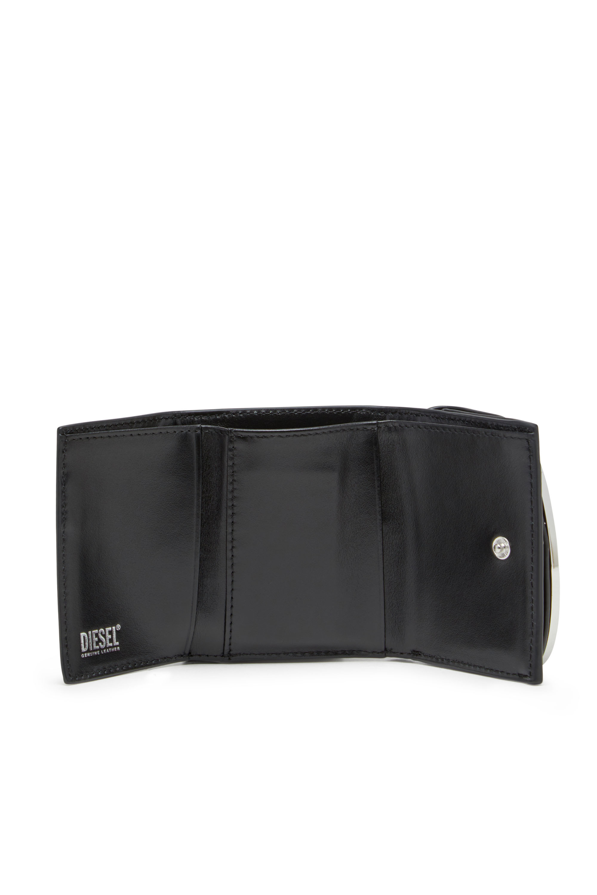 Diesel - 1DR TRI FOLD COIN XS II, Portafoglio in pelle pieghevole in tre parti Donna in Nero - 3