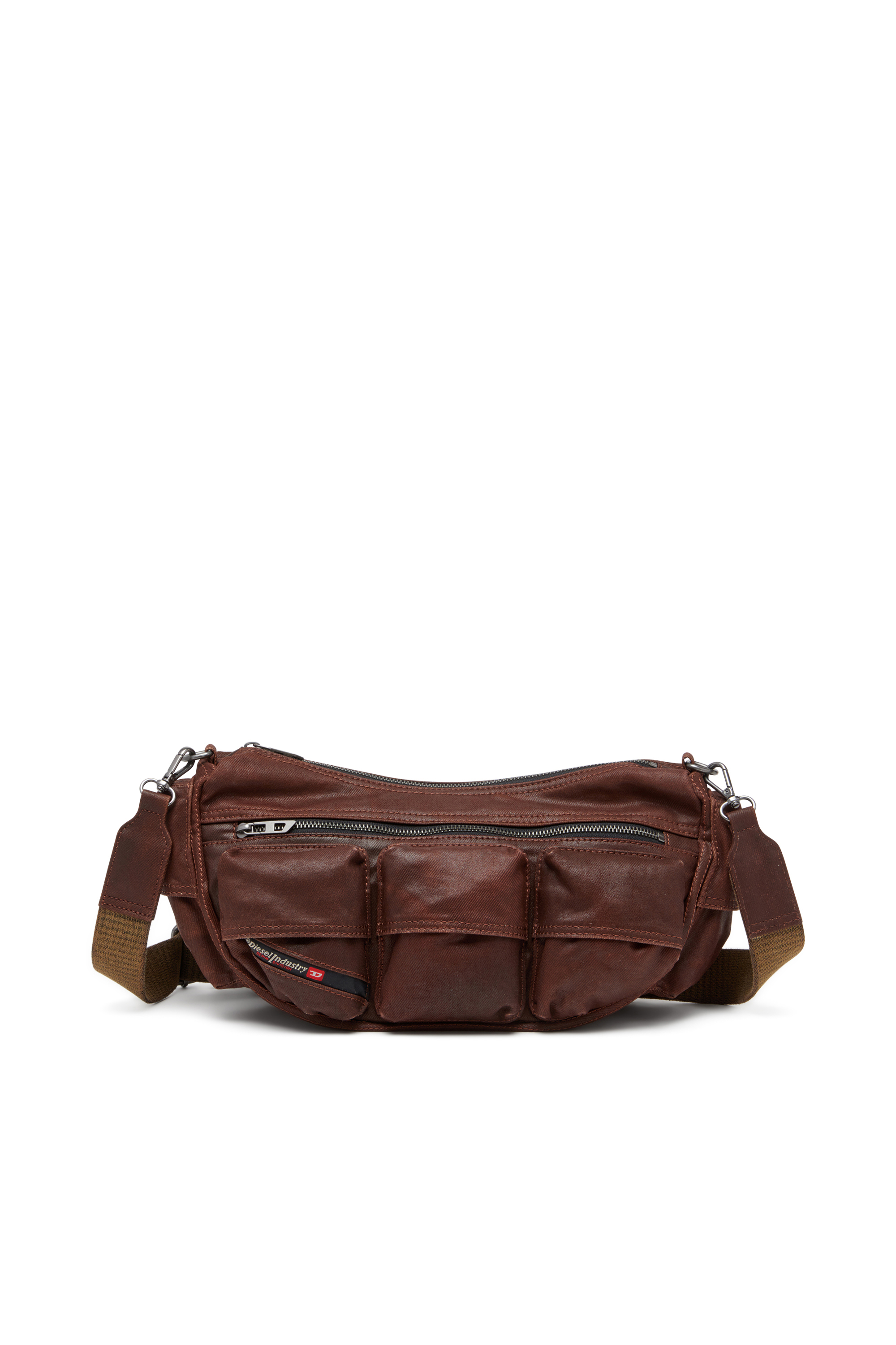 Diesel - MULTI-PKTS SHOULDER BAG X, Multi-Pkts - Borsa in cotone con tasche multiple Unisex in Marrone - 1
