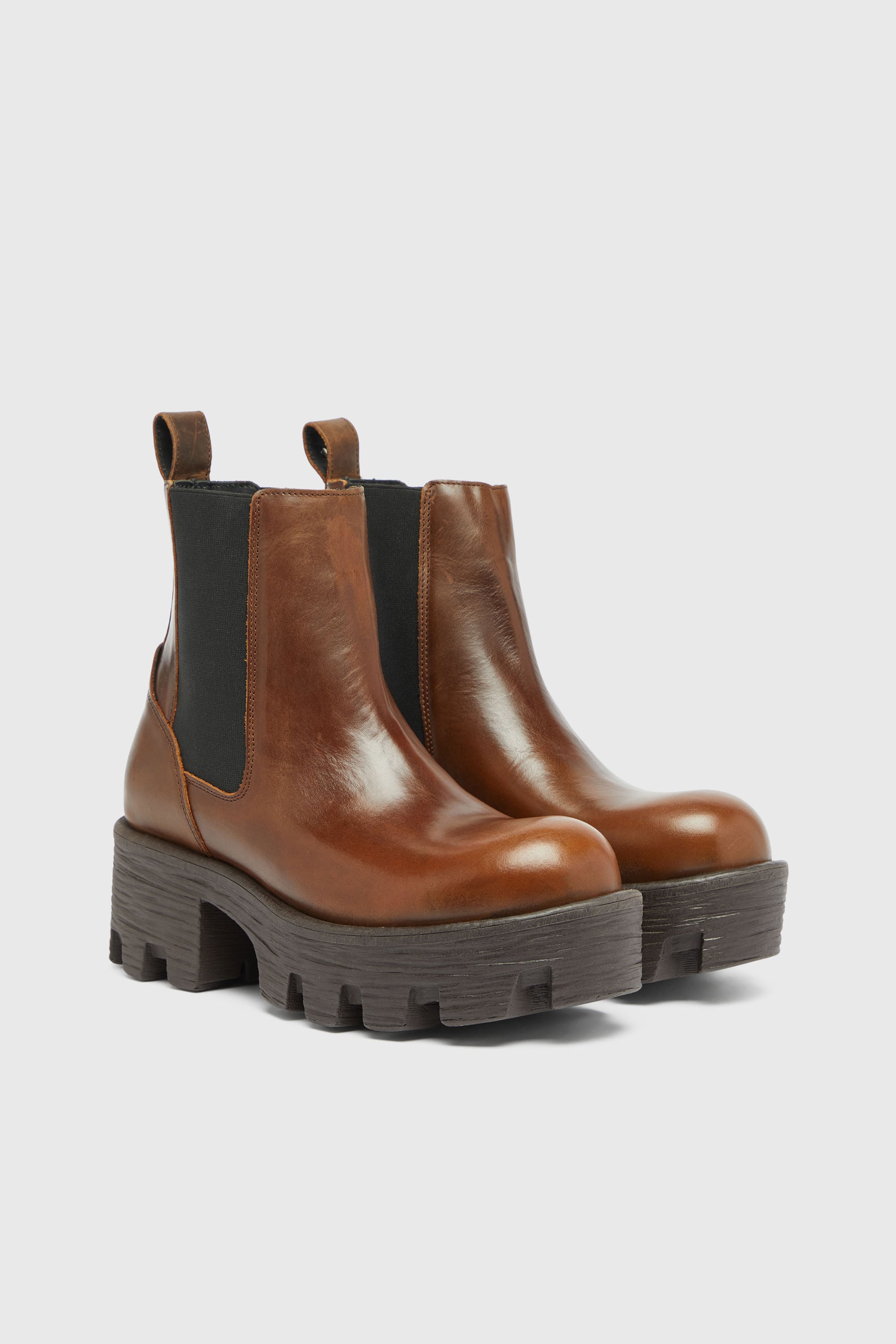 Diesel - D-HAMMER CHUNKY W, D-Hammer-Stivali Chelsea in pelle Donna in Marrone - 2
