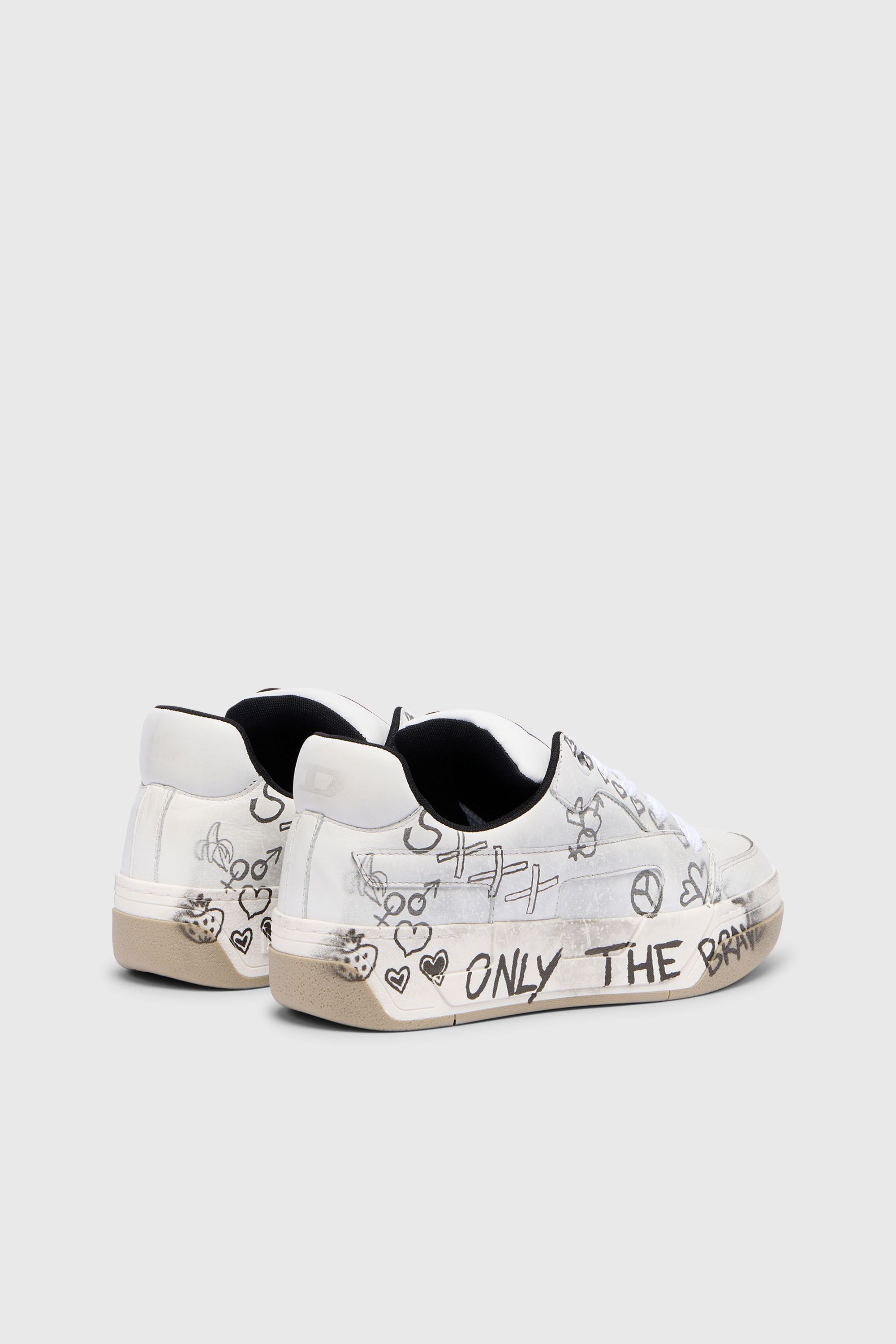 Diesel - S-D-OLLIE LOW, S-D-Ollie-Sneaker in pelle con stampa graffiti Uomo in Bianco - 3