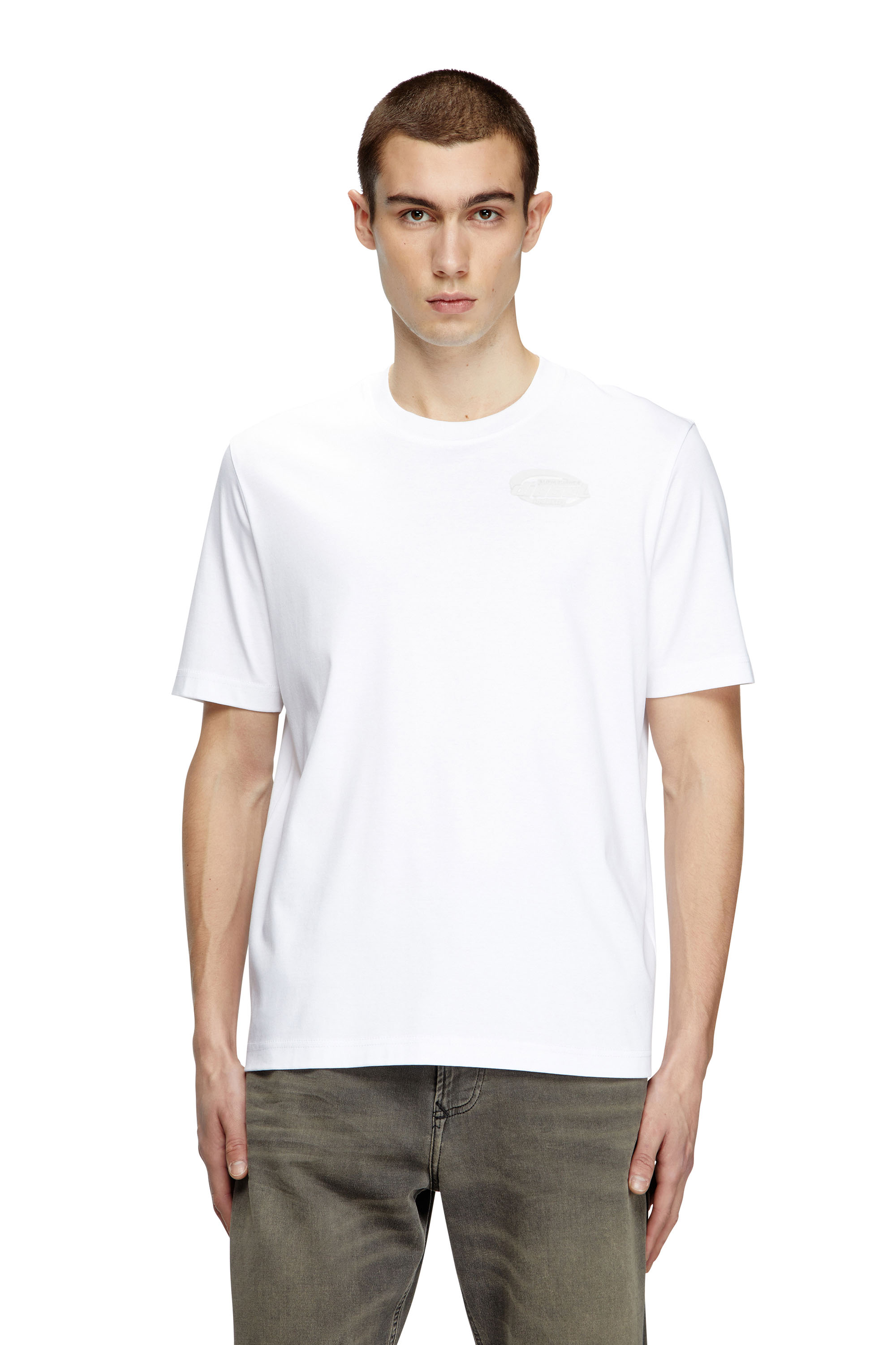 Diesel - T-MADJUST-R2, T-shirt in cotone mercerizzato con logo in tinta Uomo in Bianco - 1