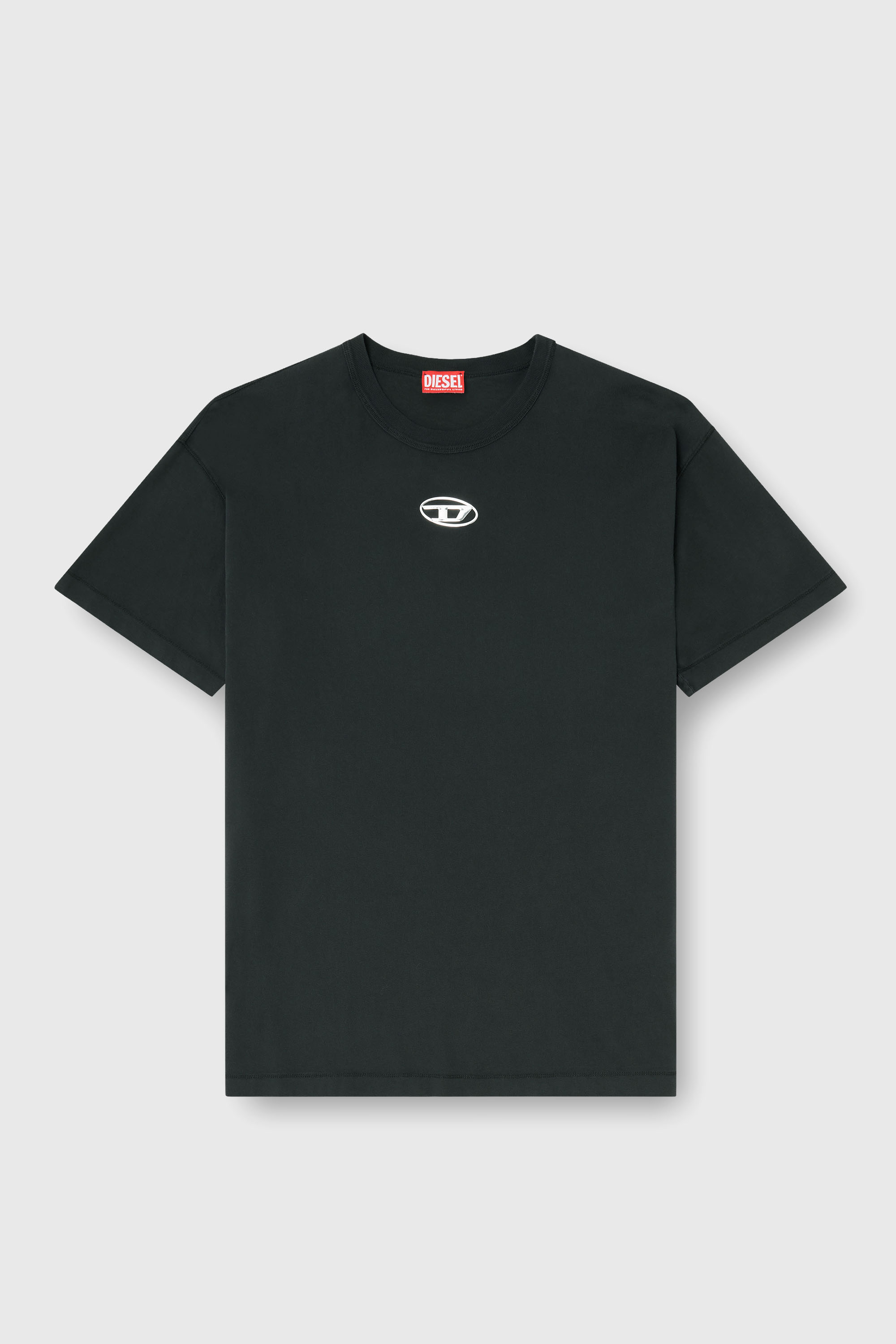 Diesel - T-NORM-IOD, T-shirt in cotone leggero con logo Oval D metallizzato Uomo in Nero - 2