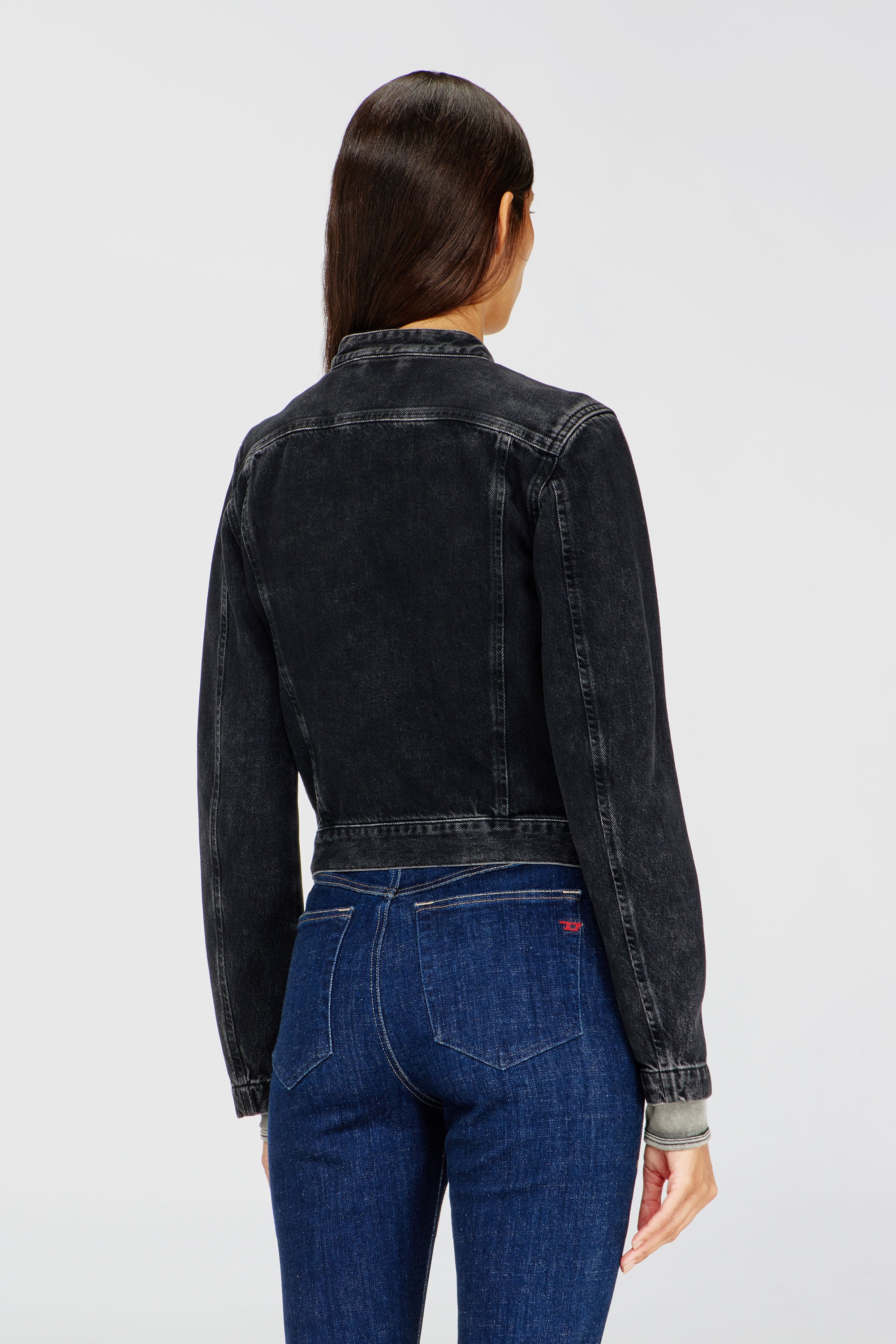 Diesel - DE-MORNIN, Giacca da motociclista in denim lavaggio clean Donna in Nero - 1