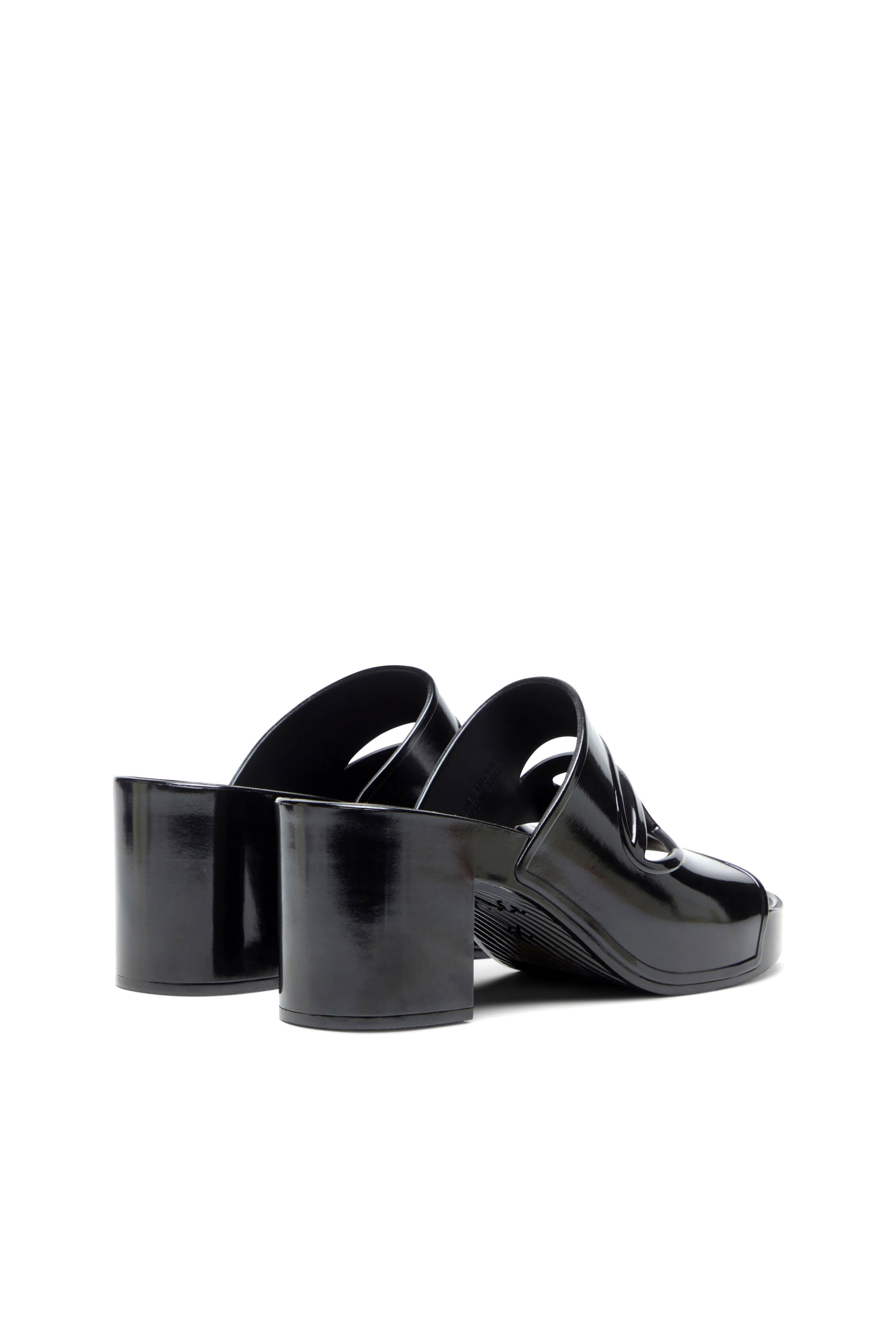 Diesel - SA-BONNIE, Sa-Bonnie-Slide in gomma con tacco e logo cut-out Donna in Nero - 3