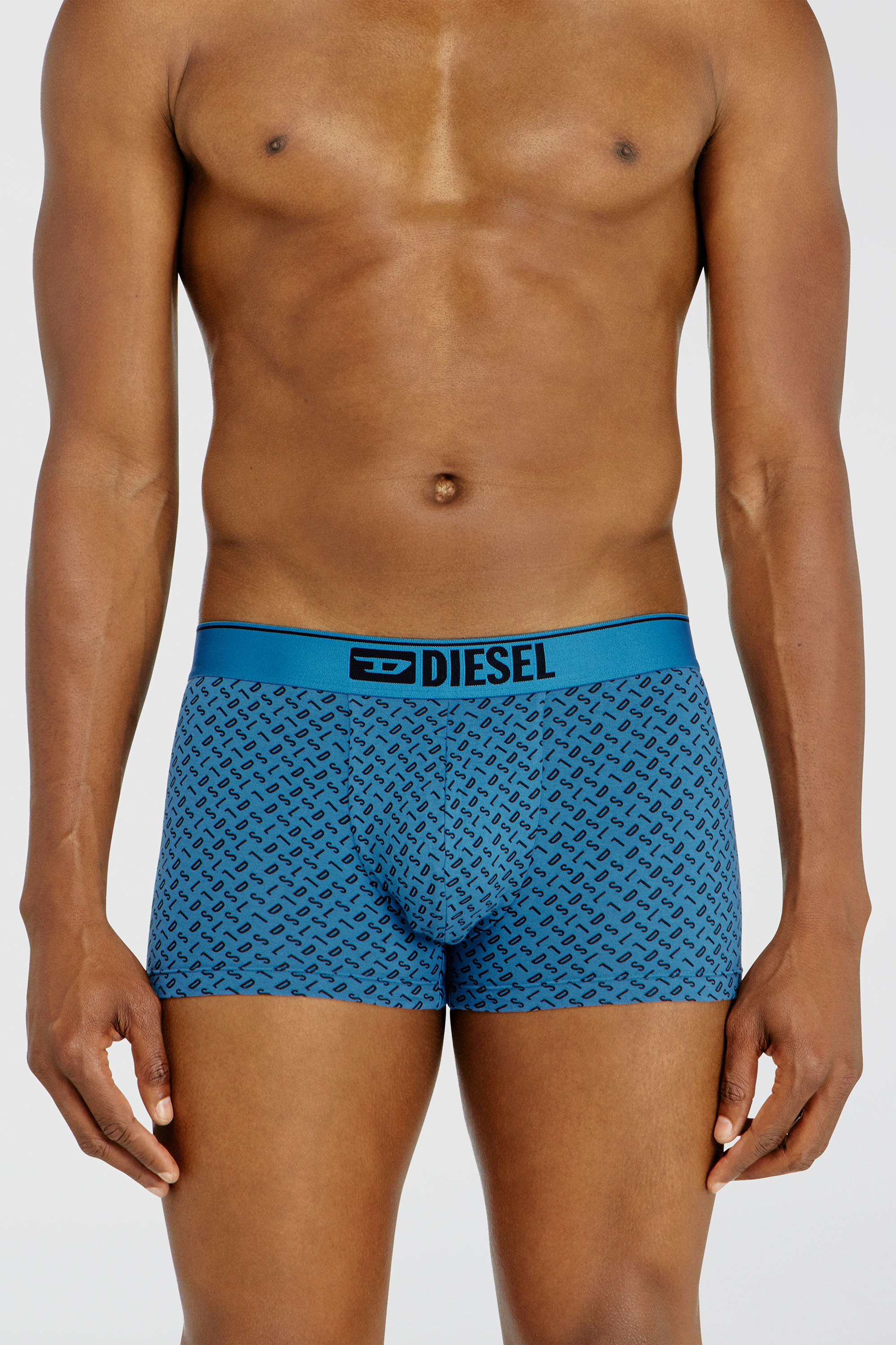 Diesel - DAMIEN-D-BOX-3PACK, Set da tre boxer stretch in cotone con monogram Uomo in Blu - 2
