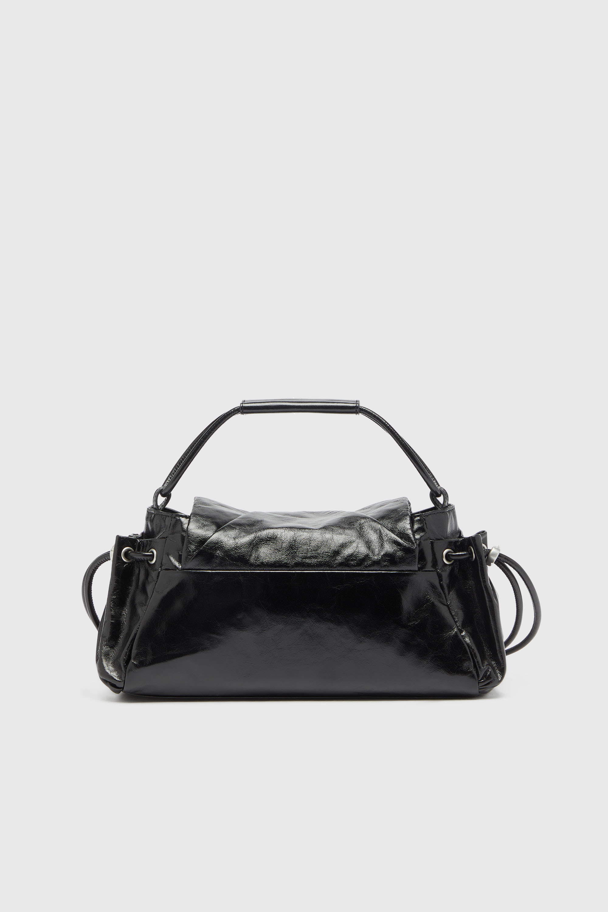 Diesel - SCRUNCH-D TOP HANDLE, Scrunch-D - Borsa a mano in pelle lucida effetto stropicciato Donna in Nero - 2