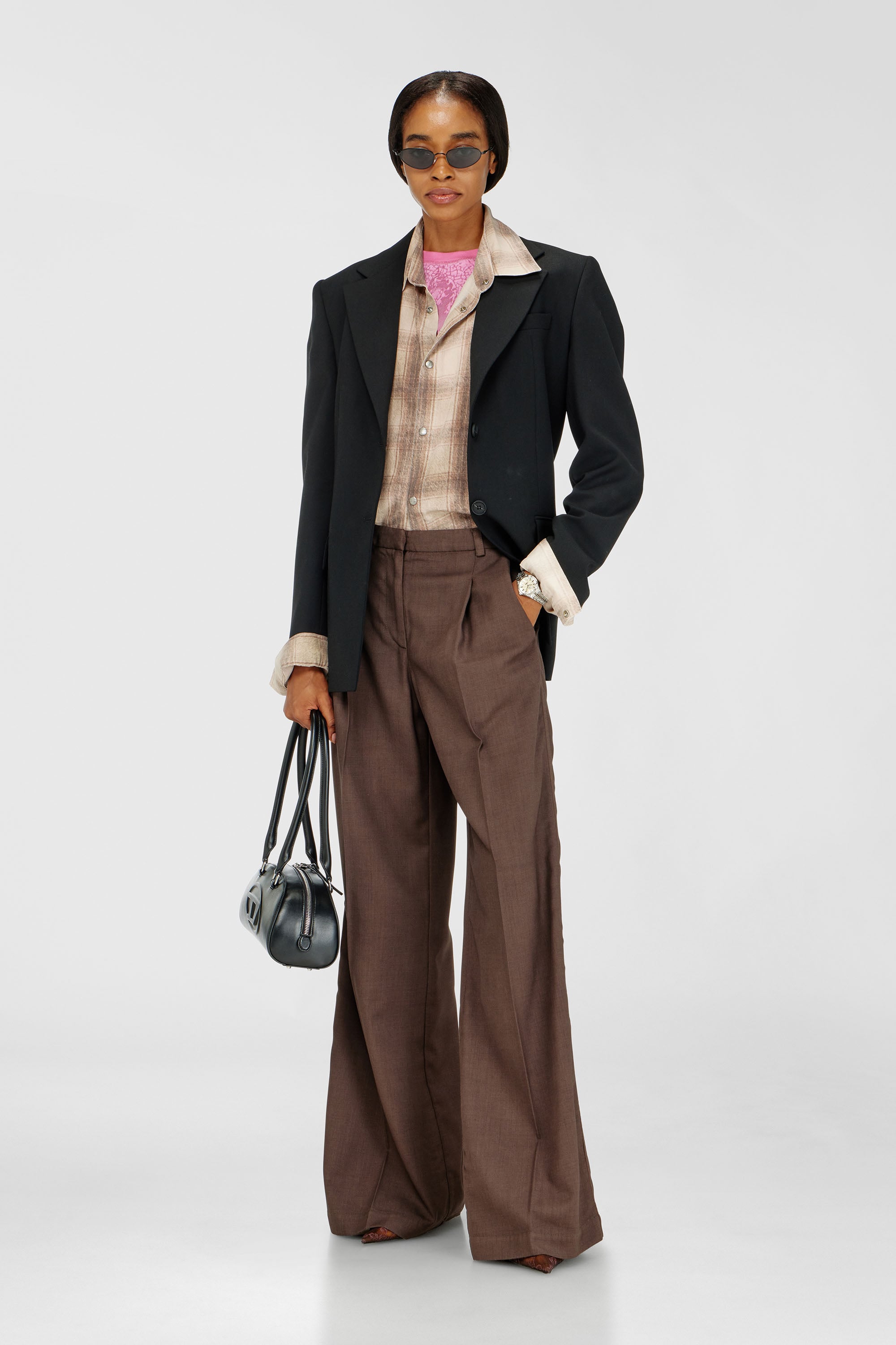 Diesel - P-ARIDE, Pantaloni wide plissettati in lana stretch Donna in ToBeDefined - 1
