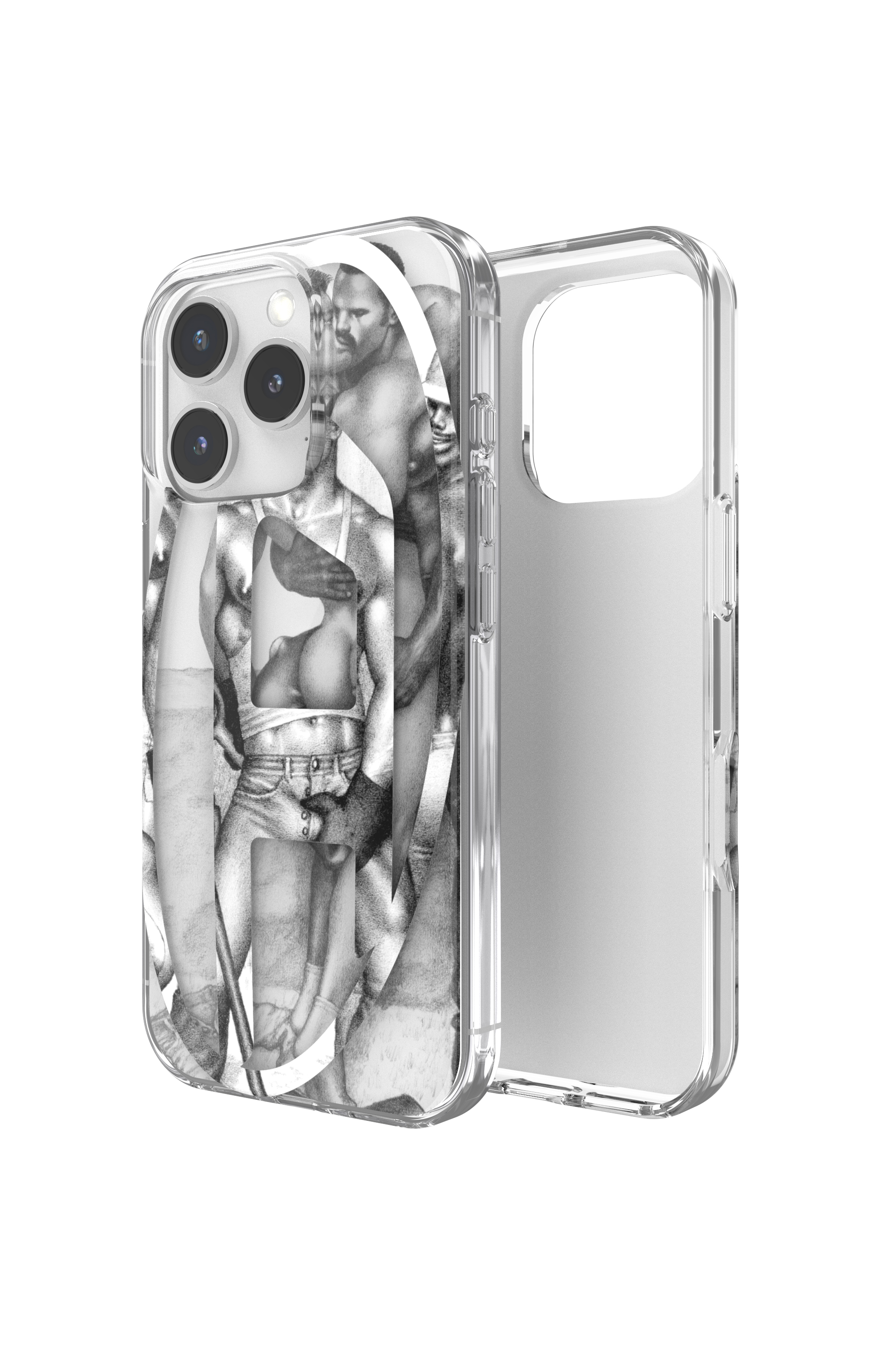 Diesel - 60388 DIESEL TOM OF FINLAND AOP CASE, Cover iPhone 16 Pro ToFF Unisex in Grigio - 1