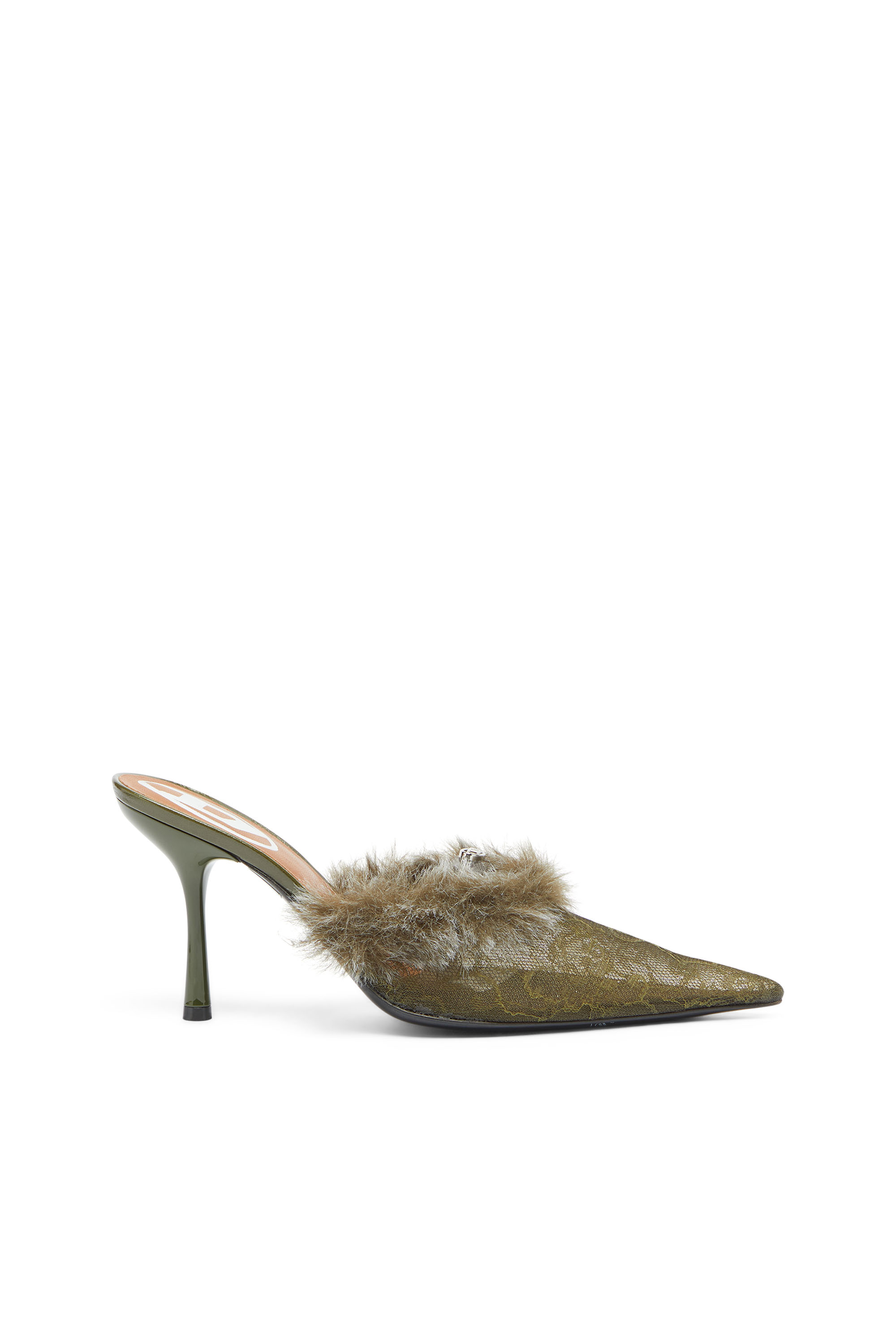 Diesel - D-JEWELS  MULE FUR 90, D-Ten&Half - Mules in nylon con bordo morbido Donna in Verde - 1