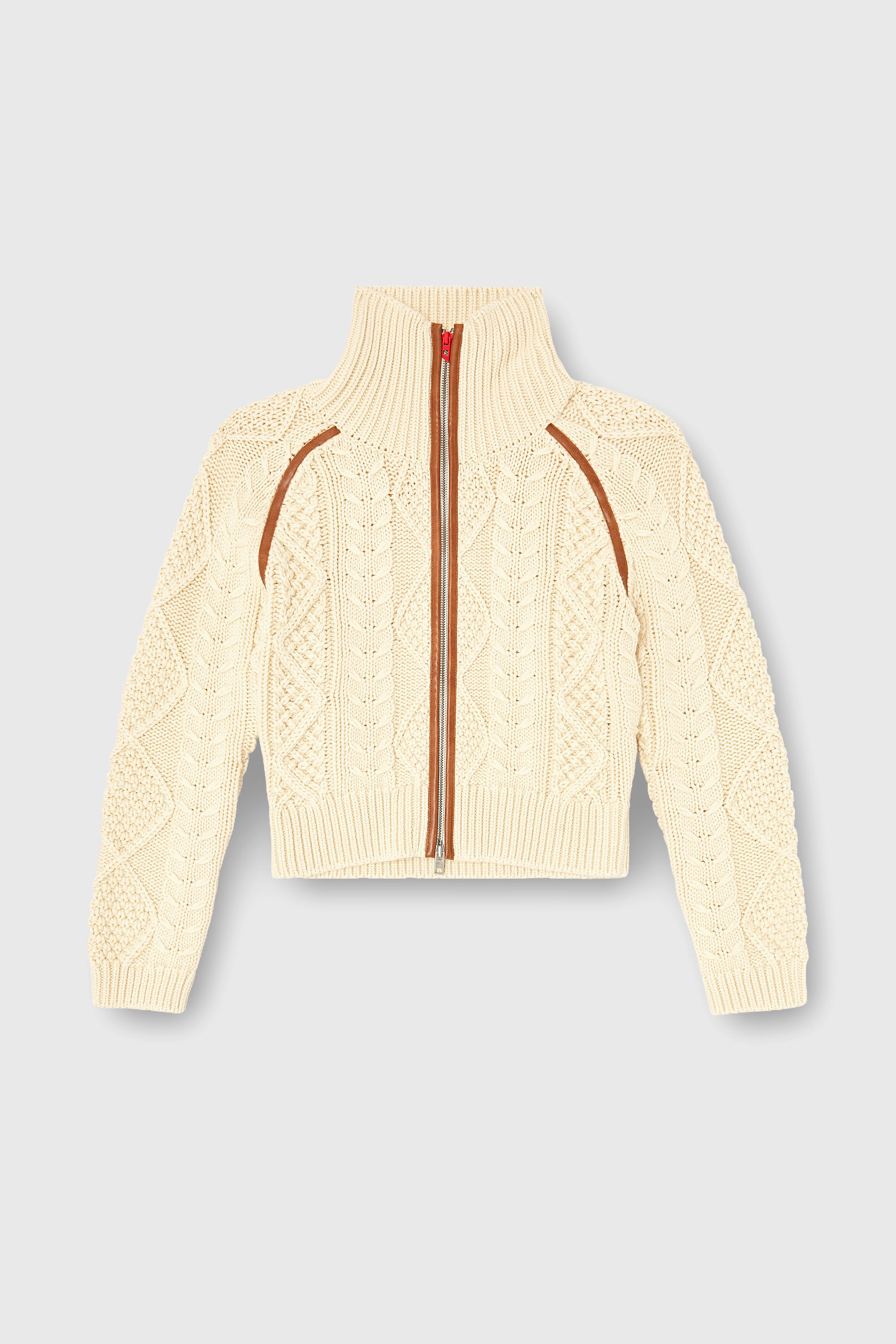 Diesel - M-INTELLE, Woman's Cable-knit cardigan with contrast bands in Beige - 2