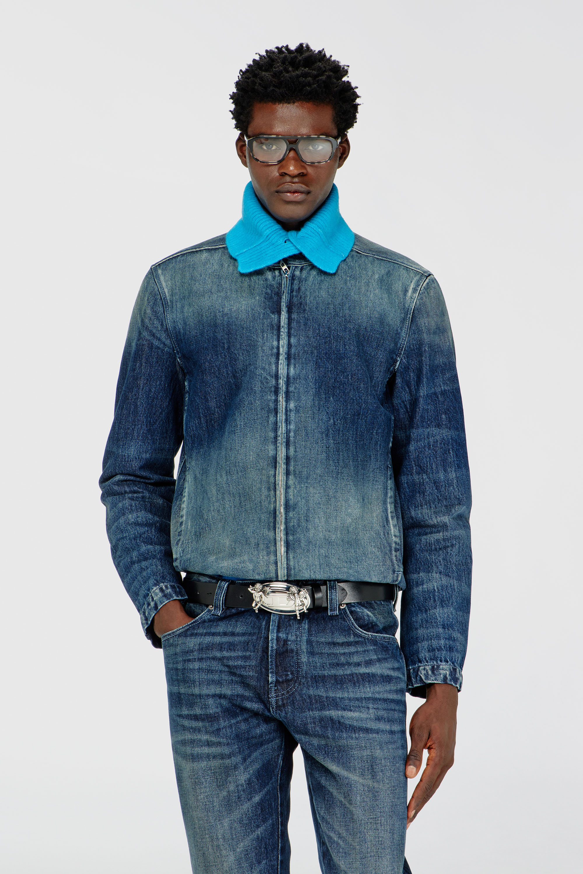 Diesel - D-GLORY-FSJ, Giacca moto in denim Uomo in Blu - 1