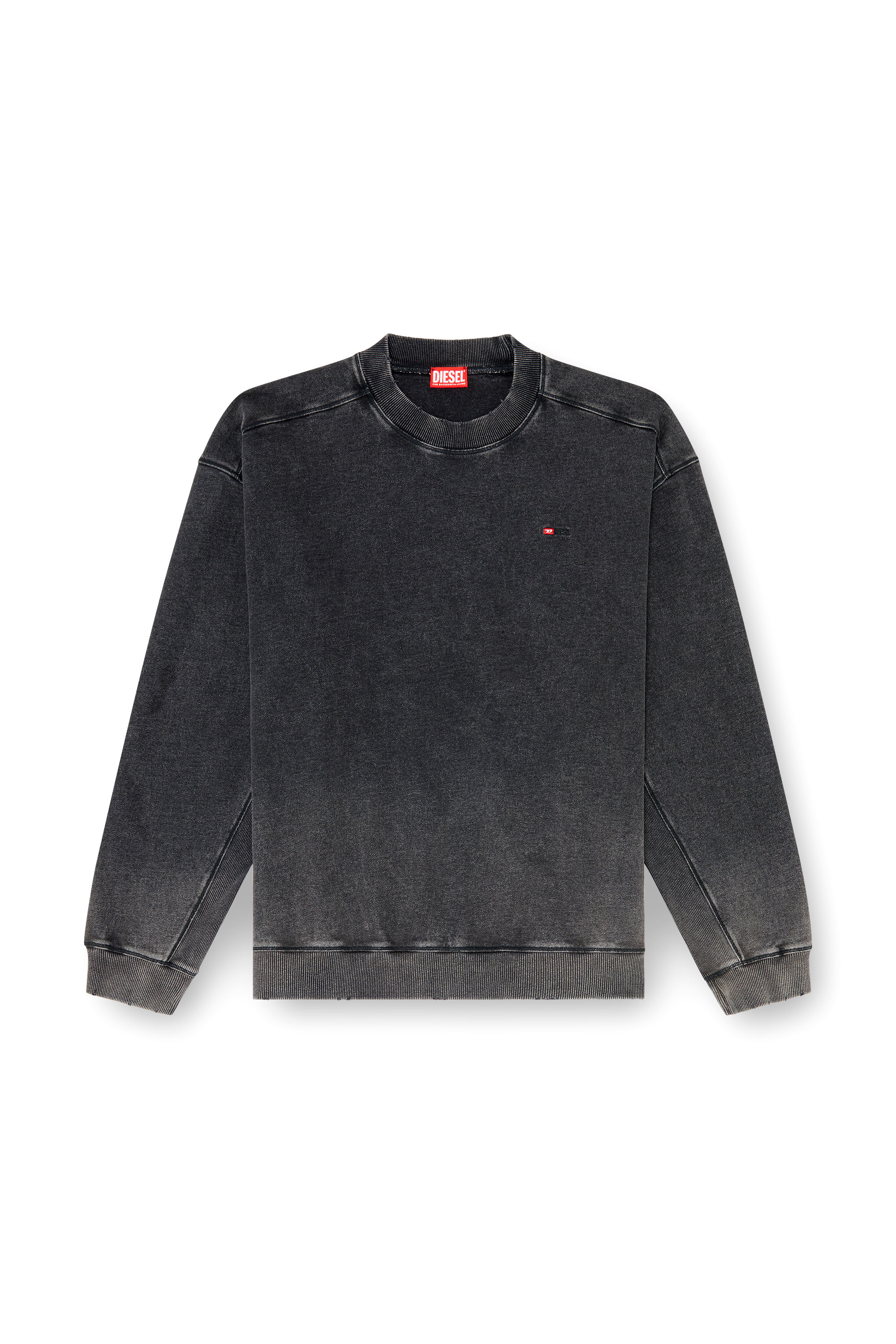 Diesel - S-CROX, Man's Cotton sweatshirt with faded effect in Dark grey - 3
