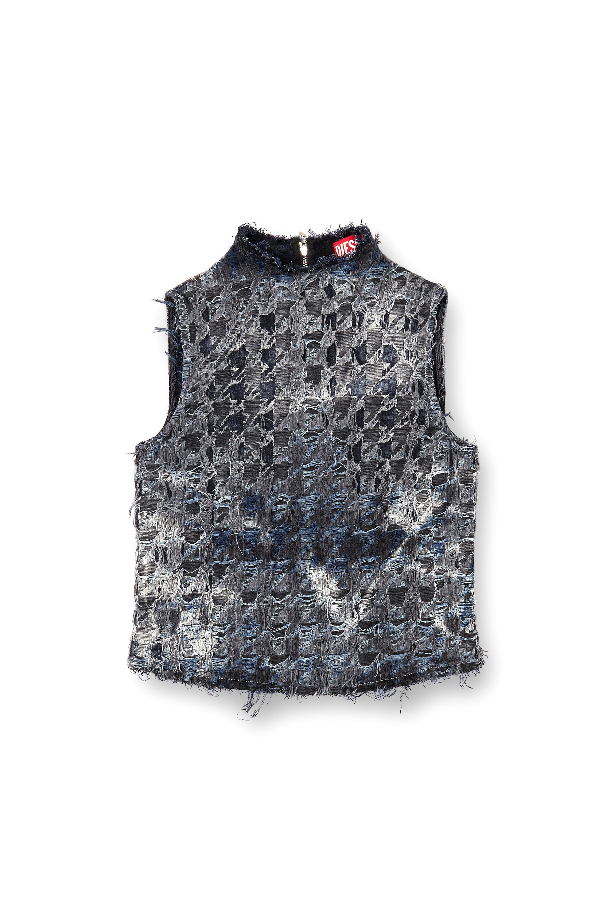 Diesel - DE-TAPI-FSH1, Top senza maniche in denim tie-dye grafico Donna in Nero - 3