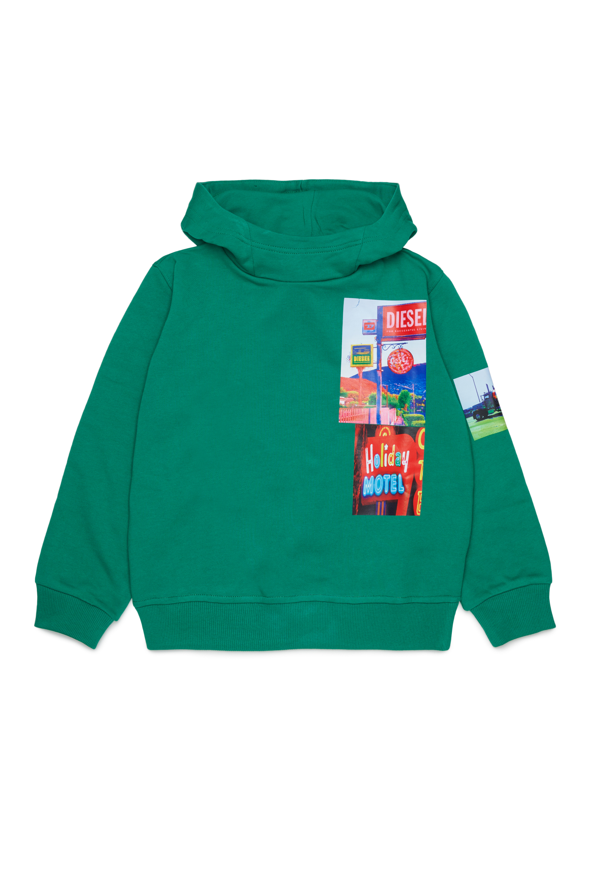 Diesel - SFORMY OVER, Hoodie con stampe Uomo in Verde - 1