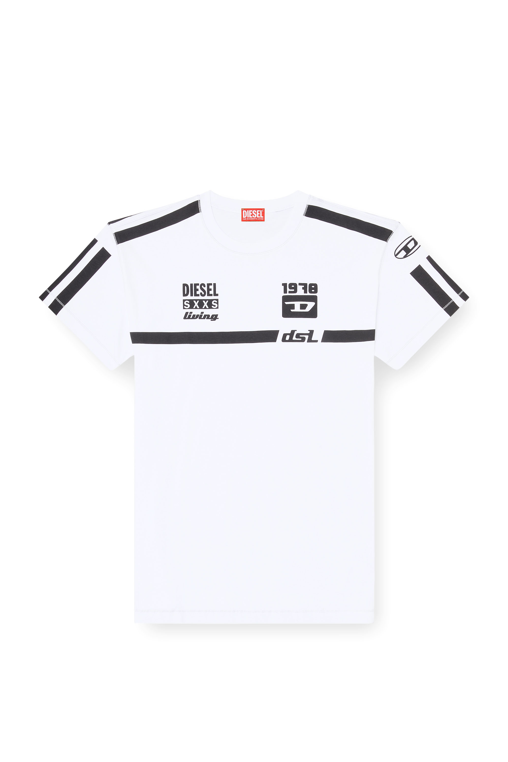 Diesel - T-NORM-V12, T-shirt in cotone con stampe Uomo in Bianco - 3
