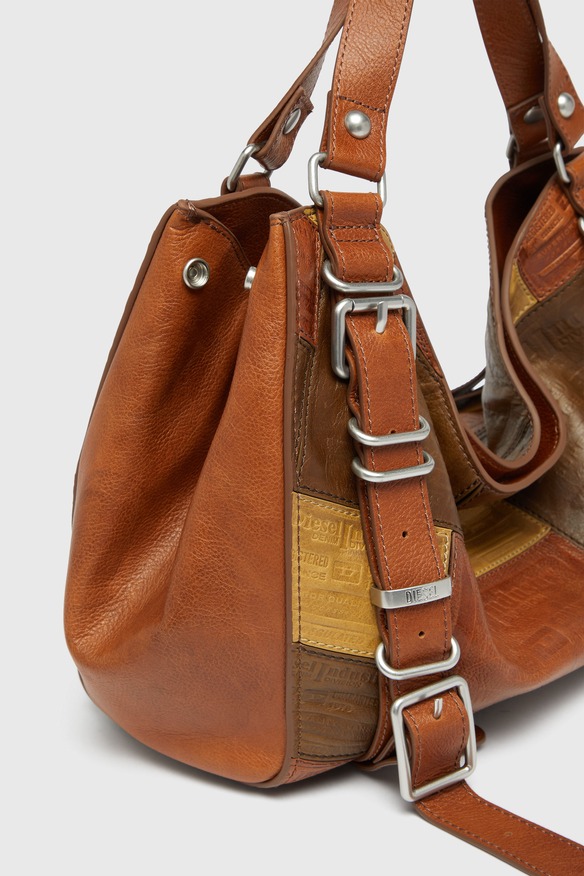 Diesel - D-ONE TOPHANDLE M, D-One-Borsa media a mano in pelle patchwork Unisex in Marrone - 6
