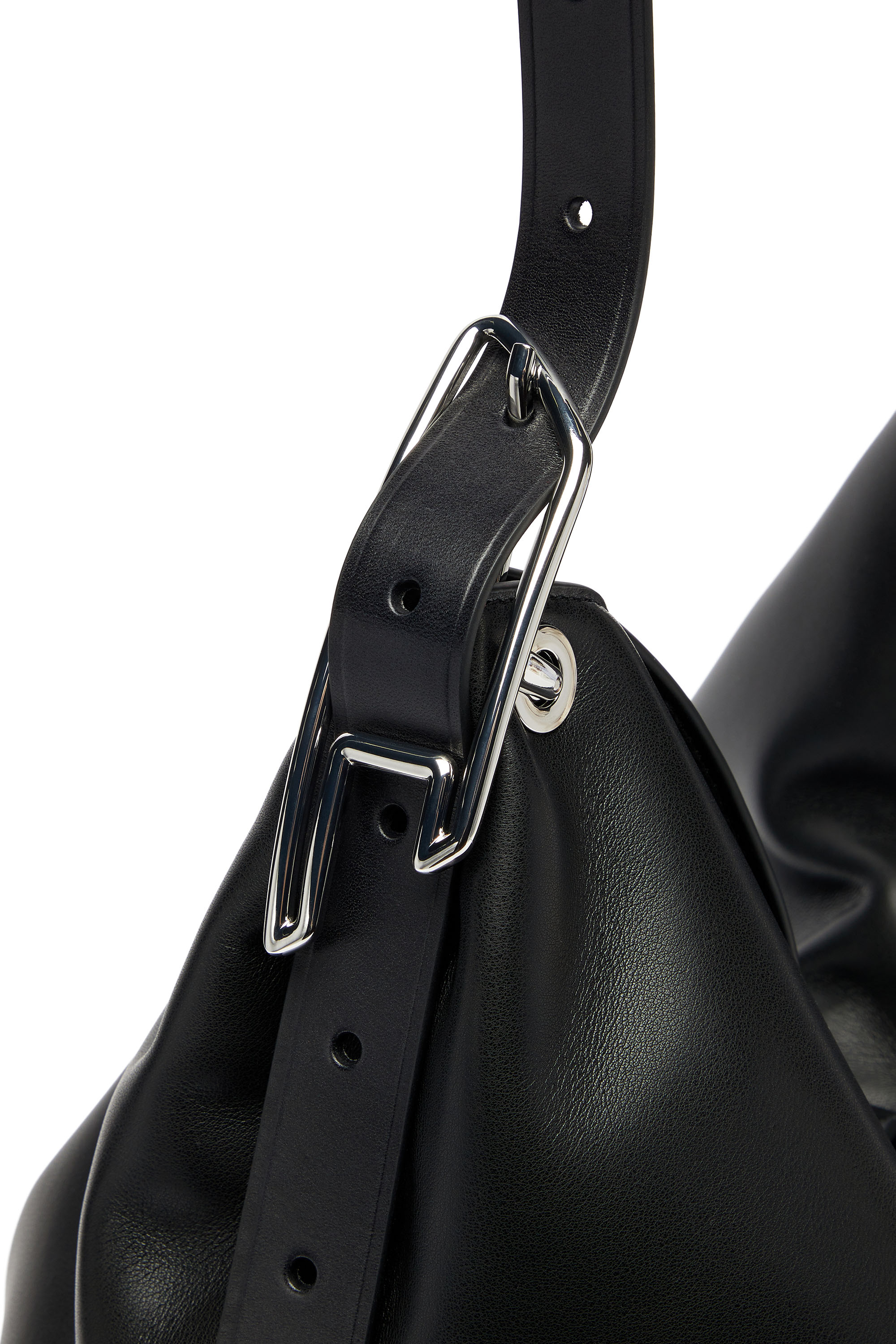 Diesel - D-LINE HOBO L, D-Line-Borsa hobo in pelle Donna in Nero - 6
