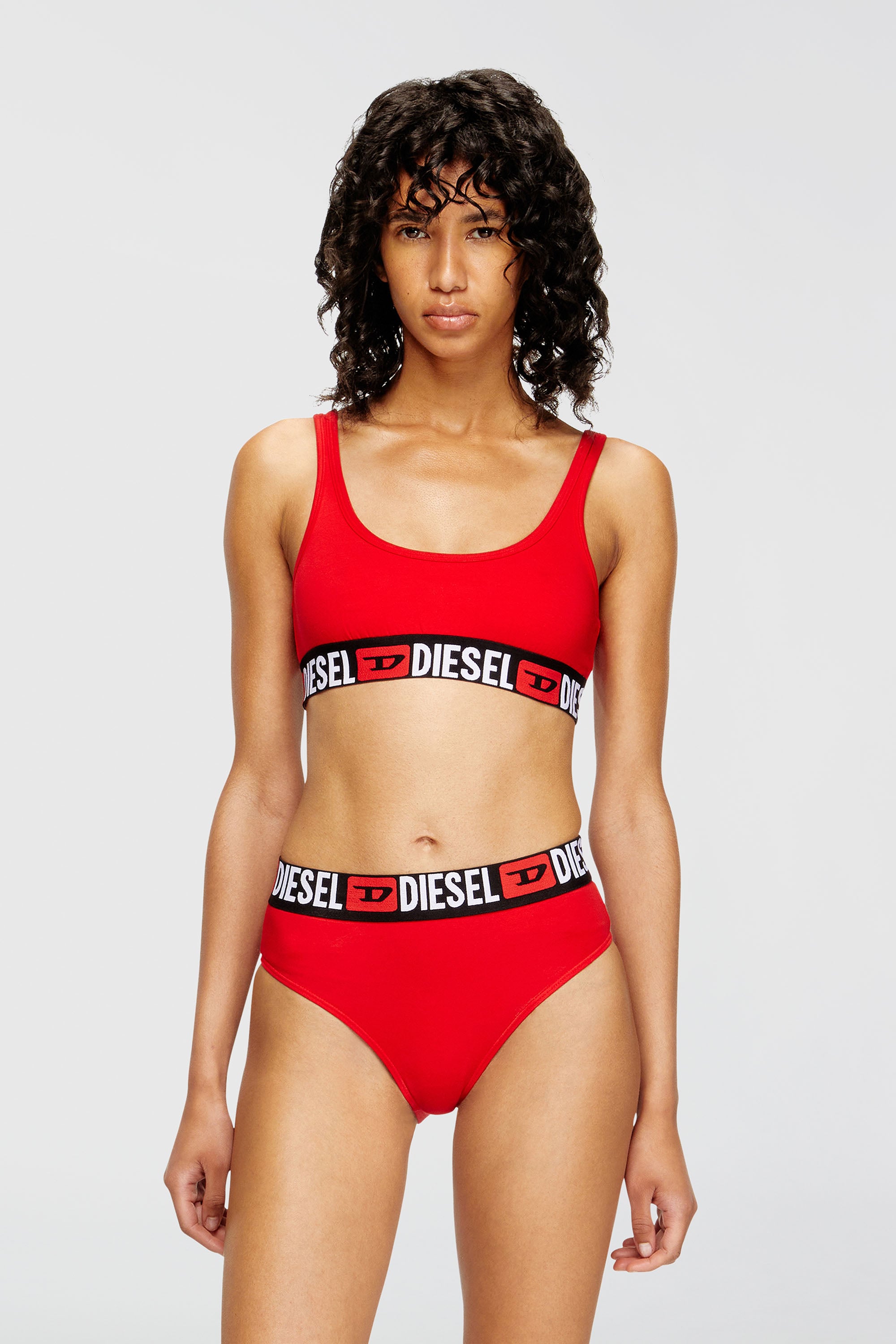 Diesel - UFSB-ORIBA, Bralette con fascia logata Donna in Rosso - 1