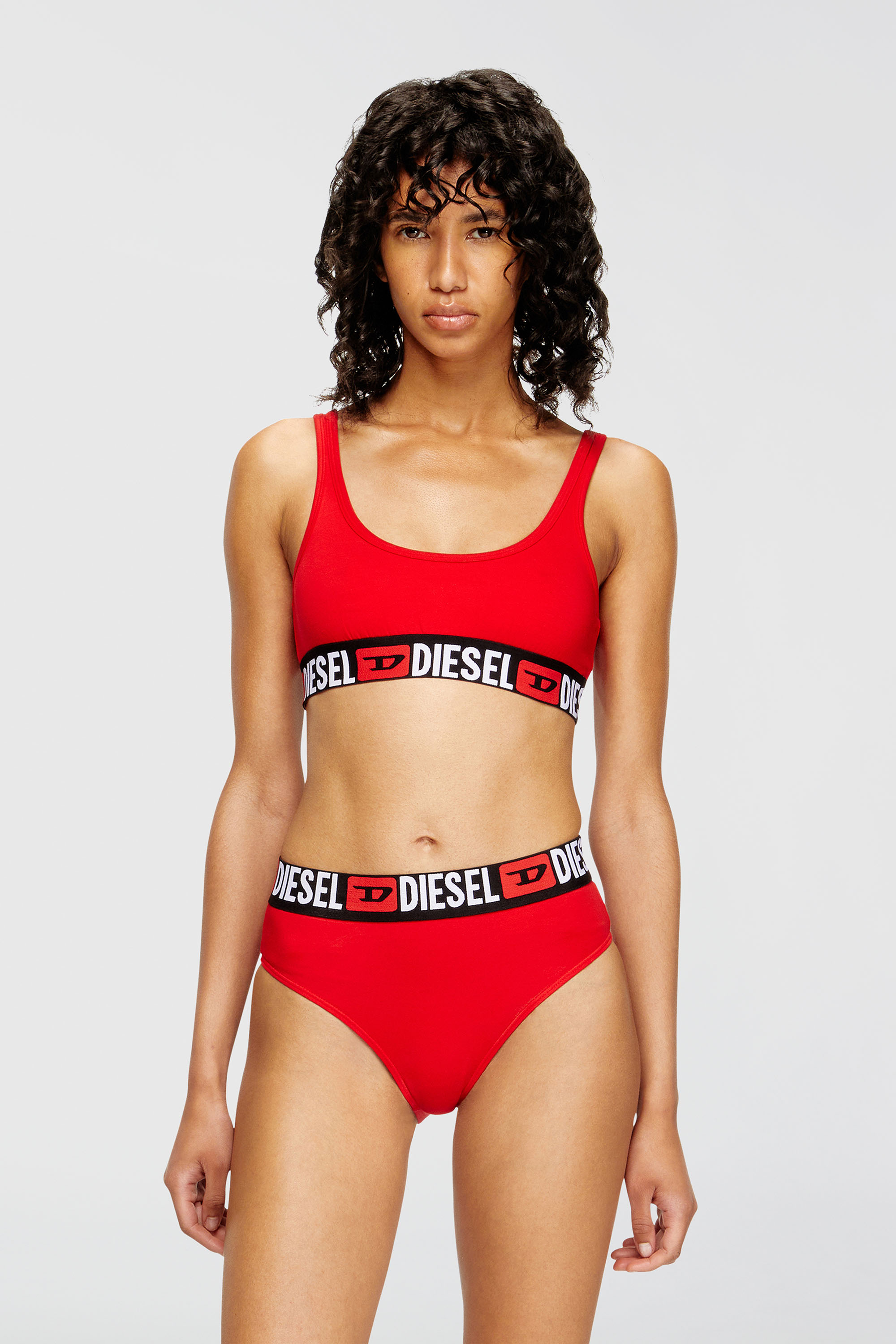 Diesel - UFSB-ORIBA, Bralette con fascia logata Donna in Rosso - 3
