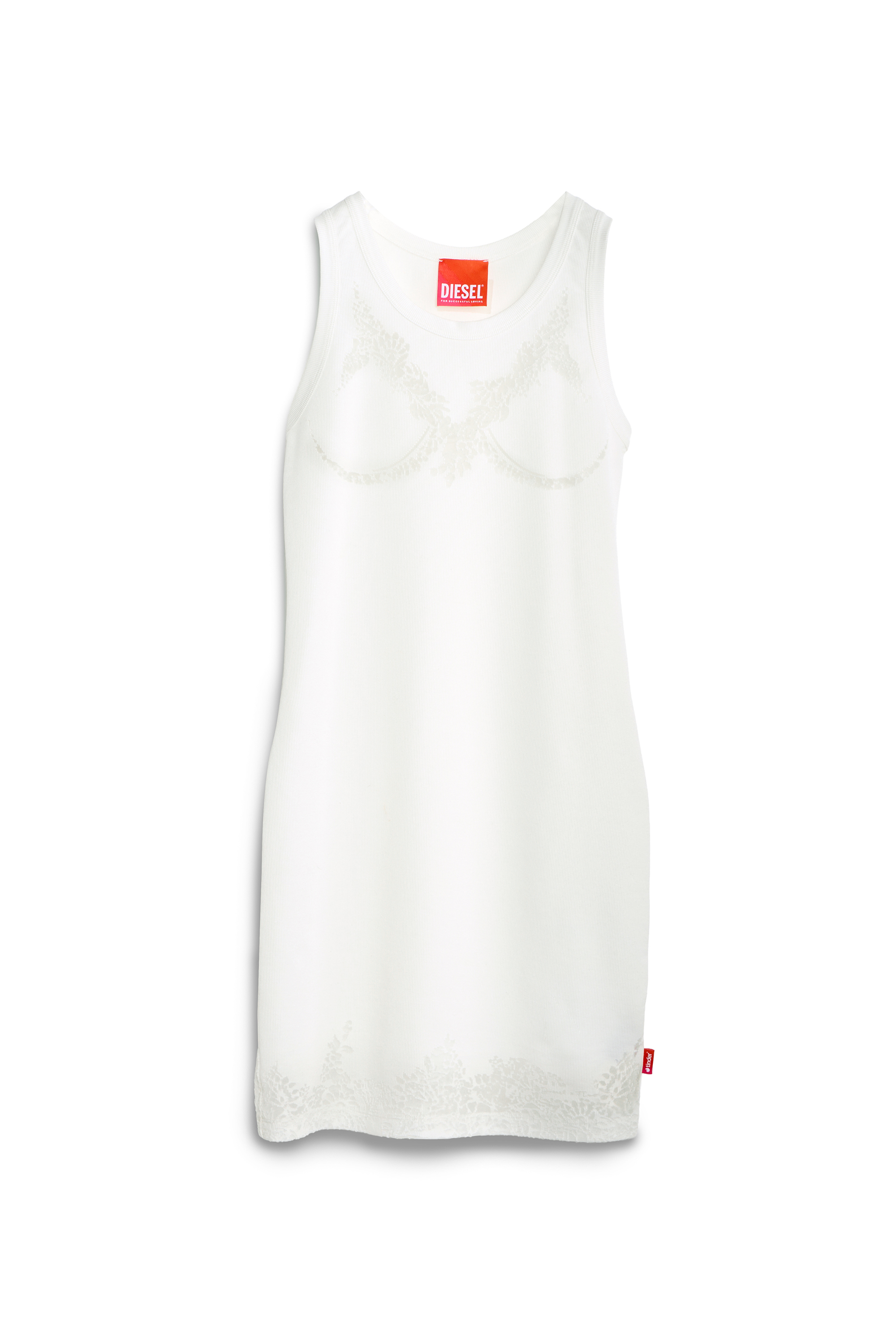 Diesel - PR-D-ANKI-LACE-R, Abito canotta effetto pizzo devor&eacute; Donna in Bianco - 1