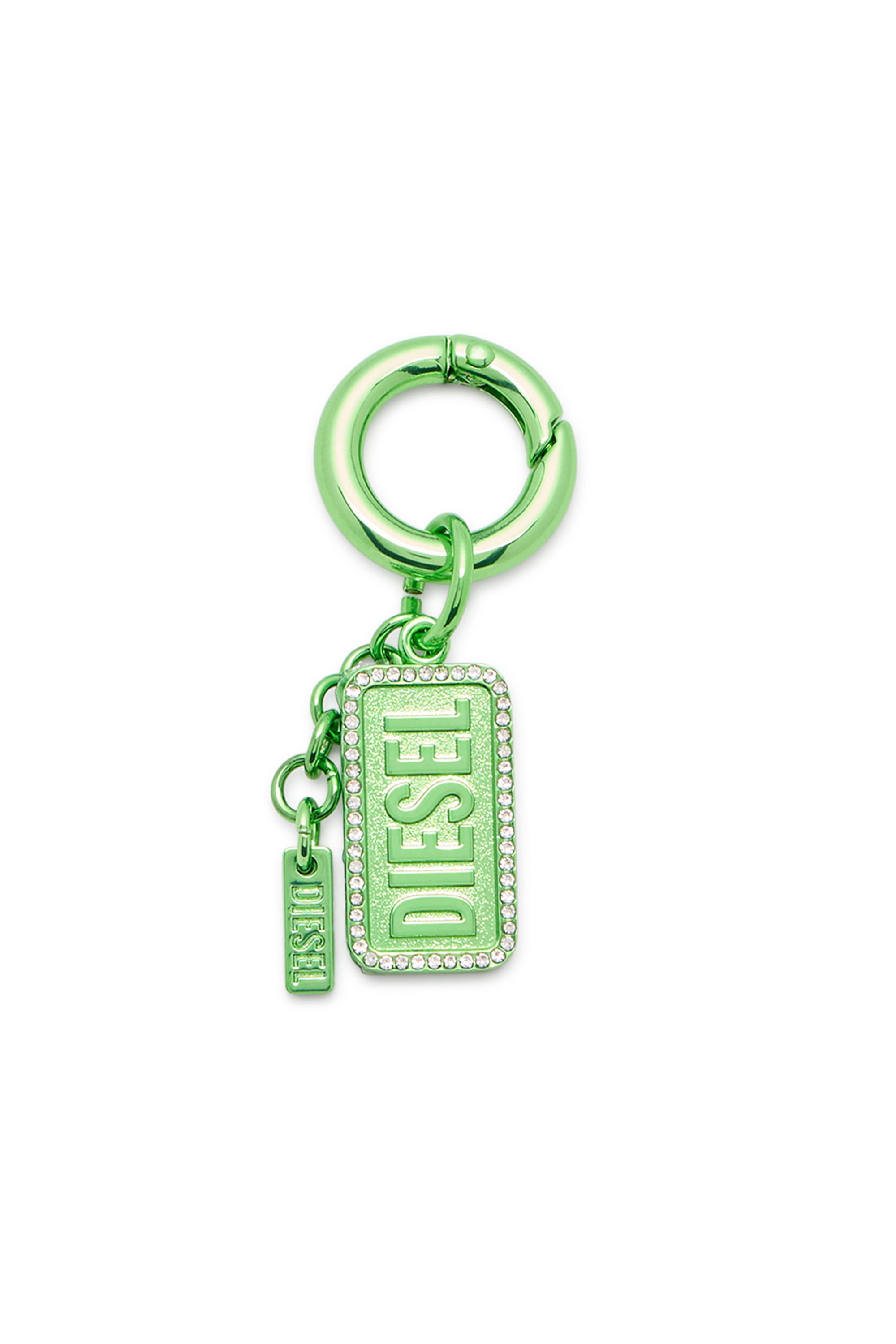 Diesel - CHARM-DIESEL, Charm in metallo con strass e dettagli con logo Diesel Unisex in Verde - 1