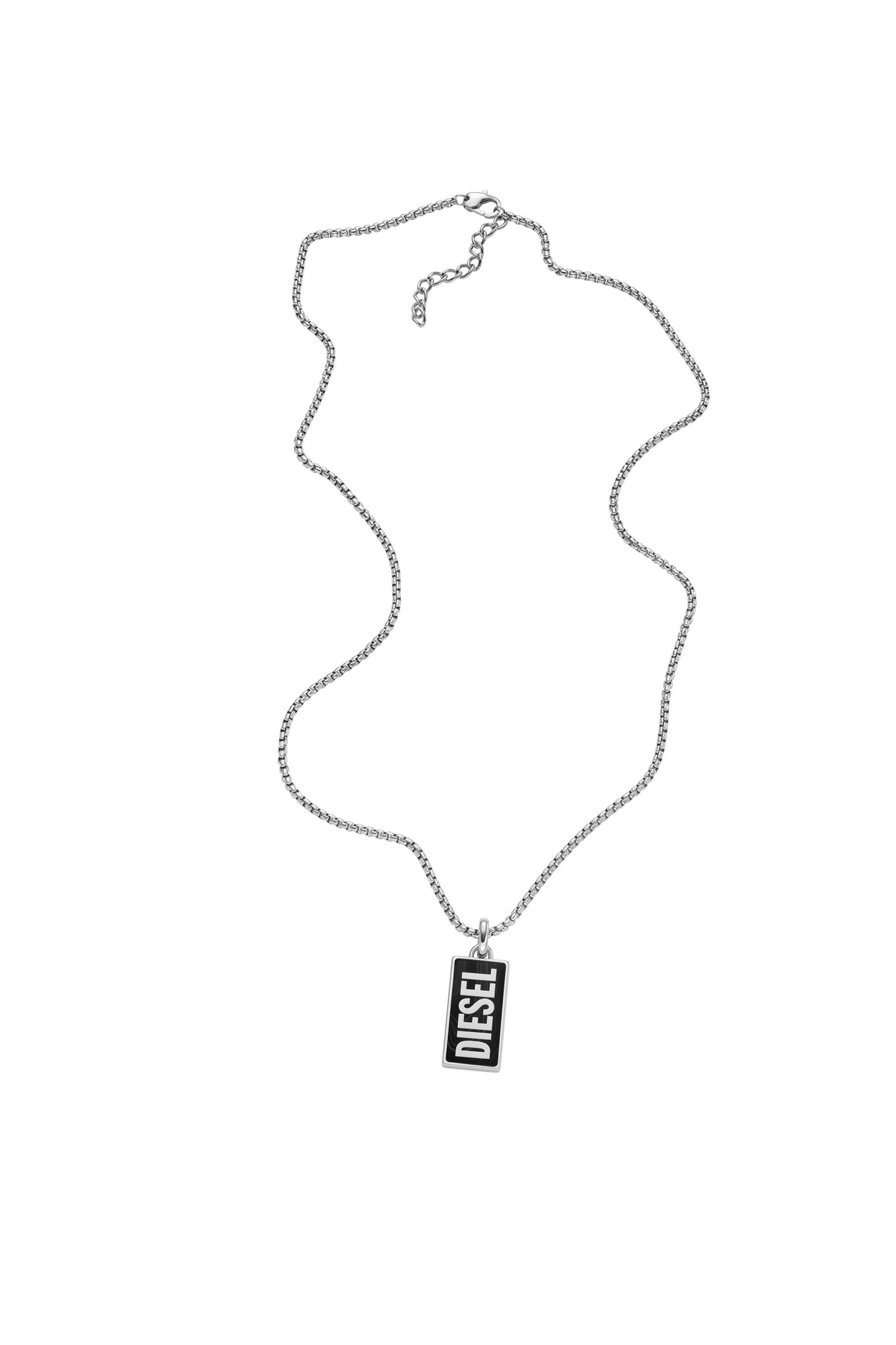 Diesel - DX1515, Unisex Collana con pendente in agata nera in Argento - Image 2