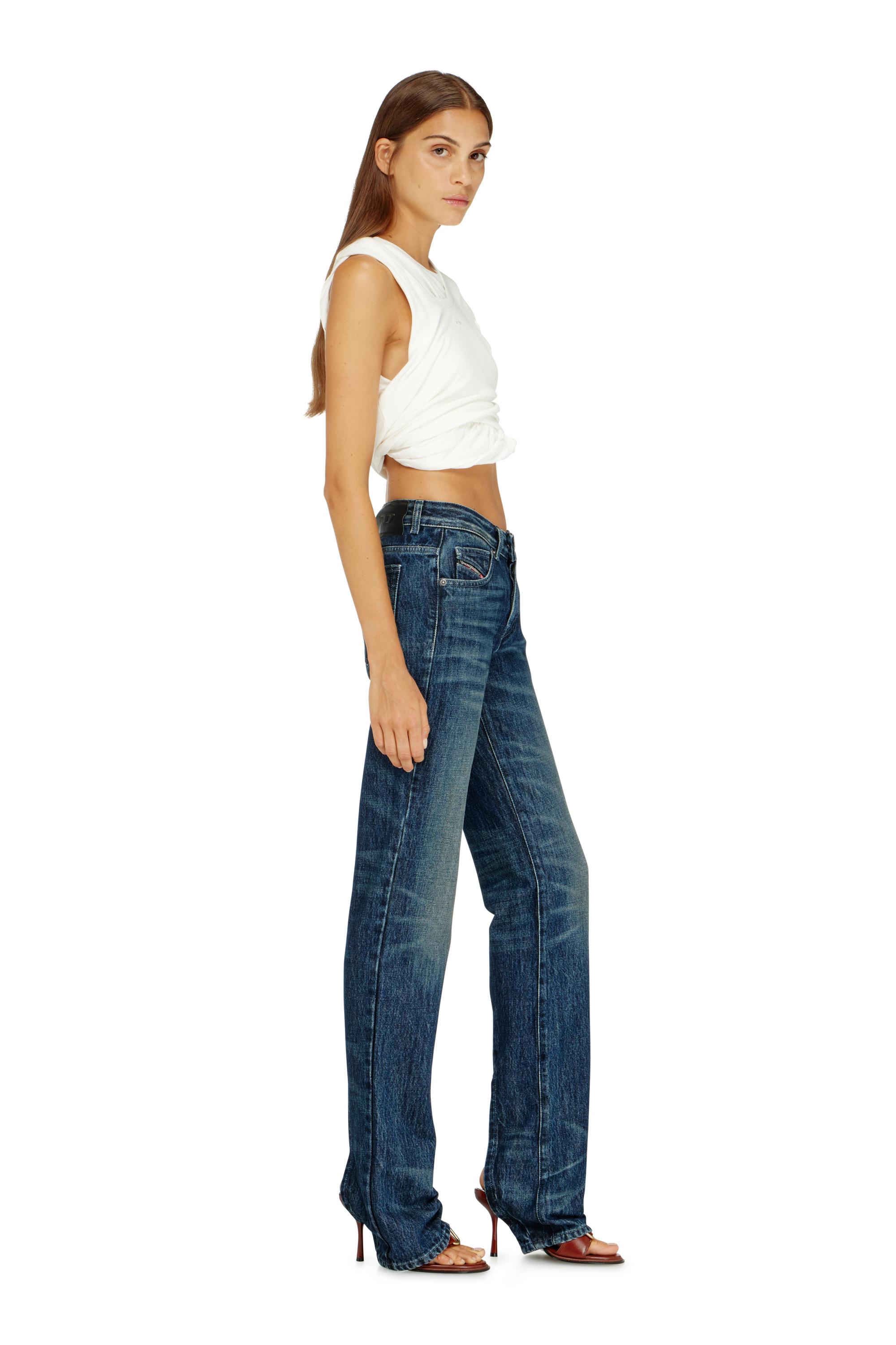 Diesel - Regular Jeans D-Heel 007FZ Donna, Blu Scuro - Image 2