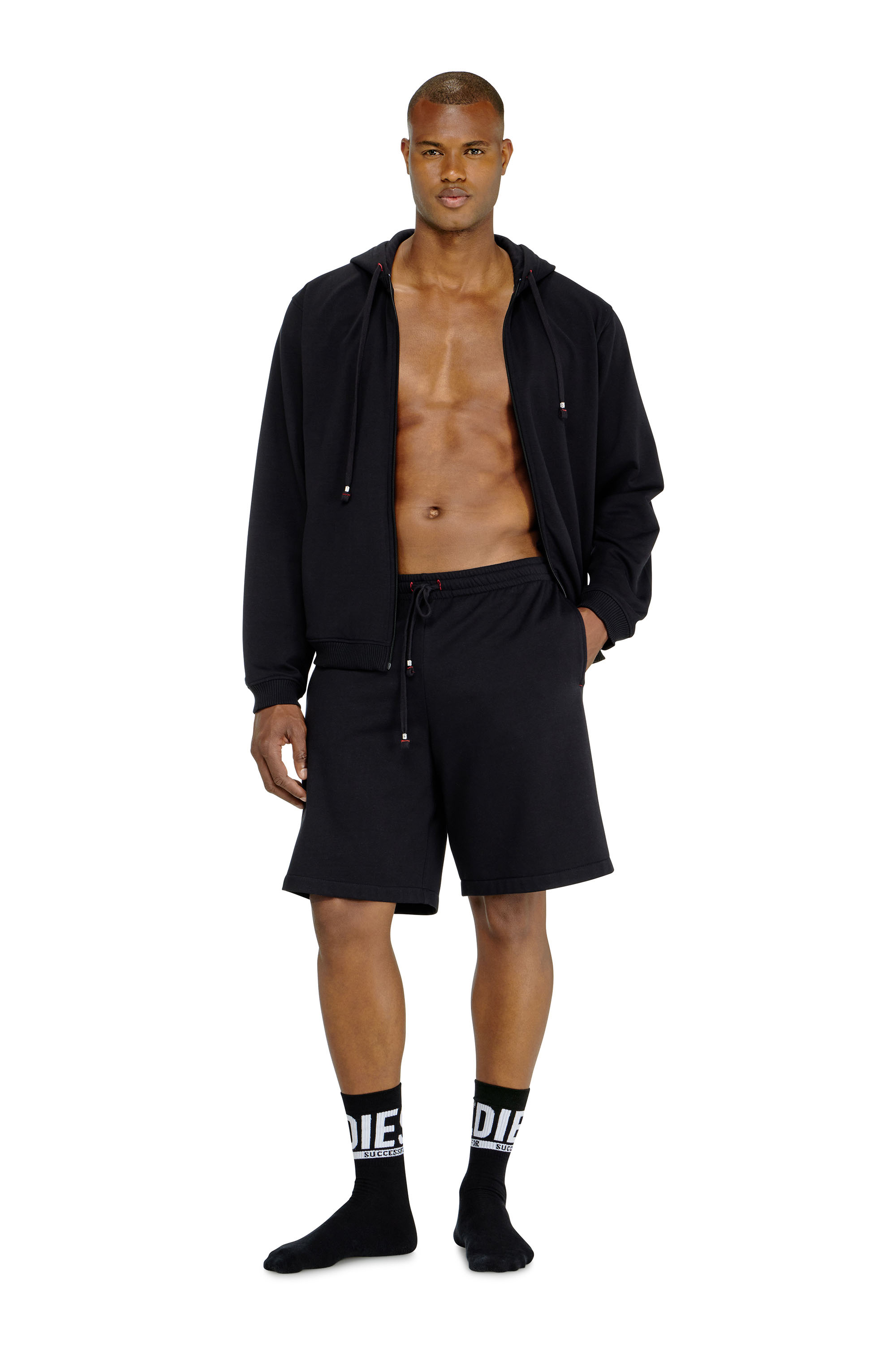 Diesel - LUCAS-D-CORE, Shorts in misto cotone smerigliato Uomo in Nero - 1