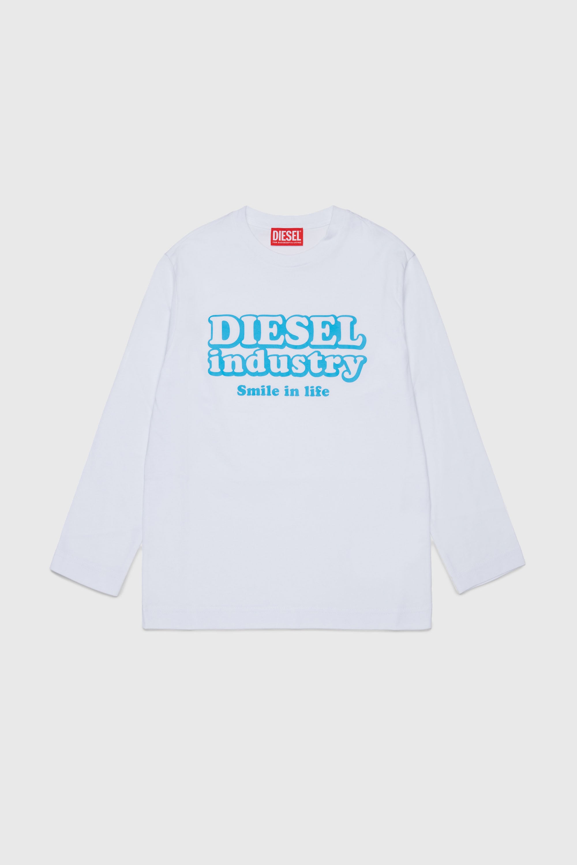 Diesel - TLODIMLS OVER, T-shirt a manica lunga con stampa Diesel Industry Uomo in Bianco - 1