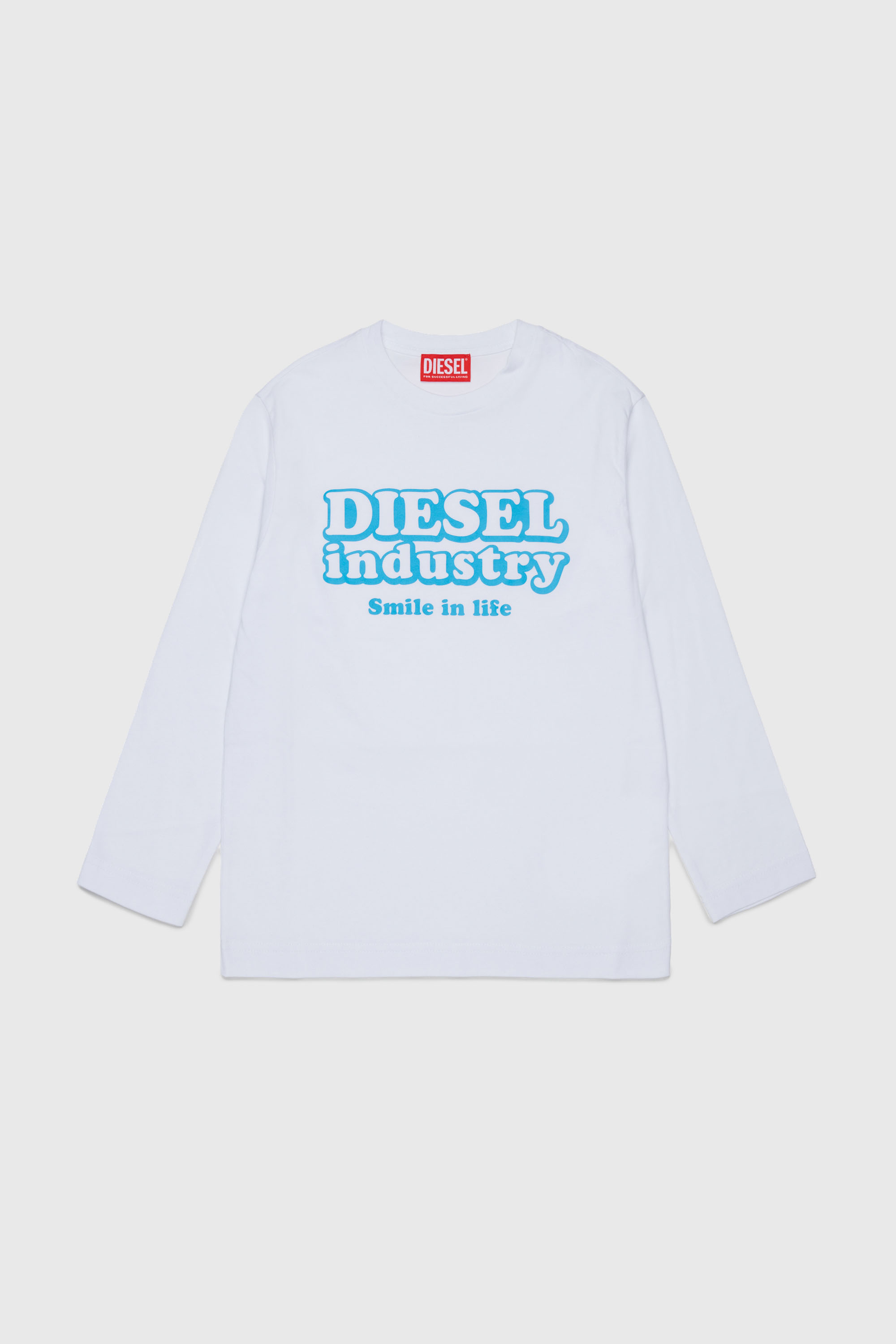 Diesel - TLODIMLS OVER, T-shirt a manica lunga con stampa Diesel Industry Uomo in Bianco - 1