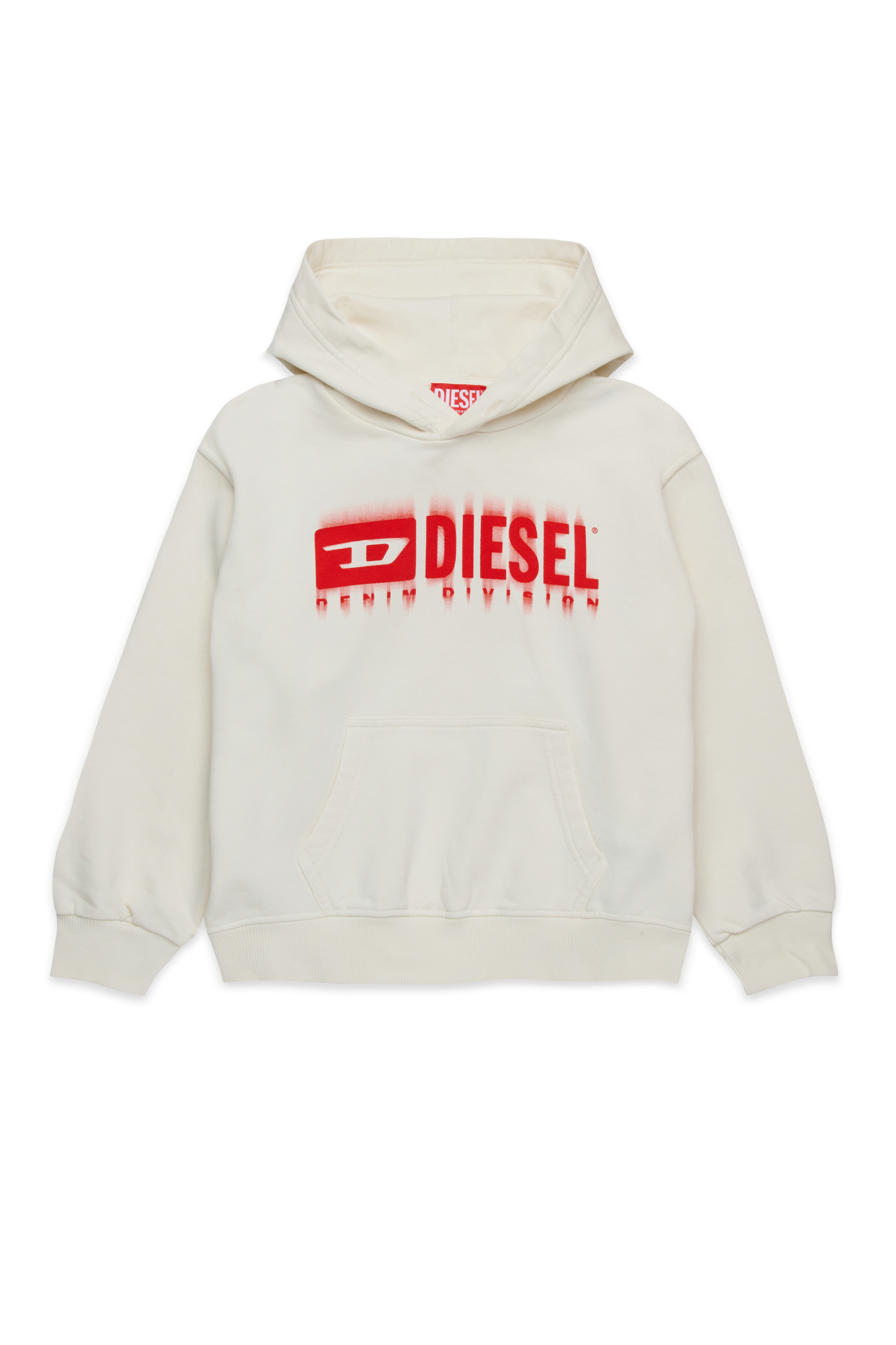 Diesel - SGINNHOODL5 OVER, Felpa con cappuccio e logo sbavato Uomo in Bianco - 1