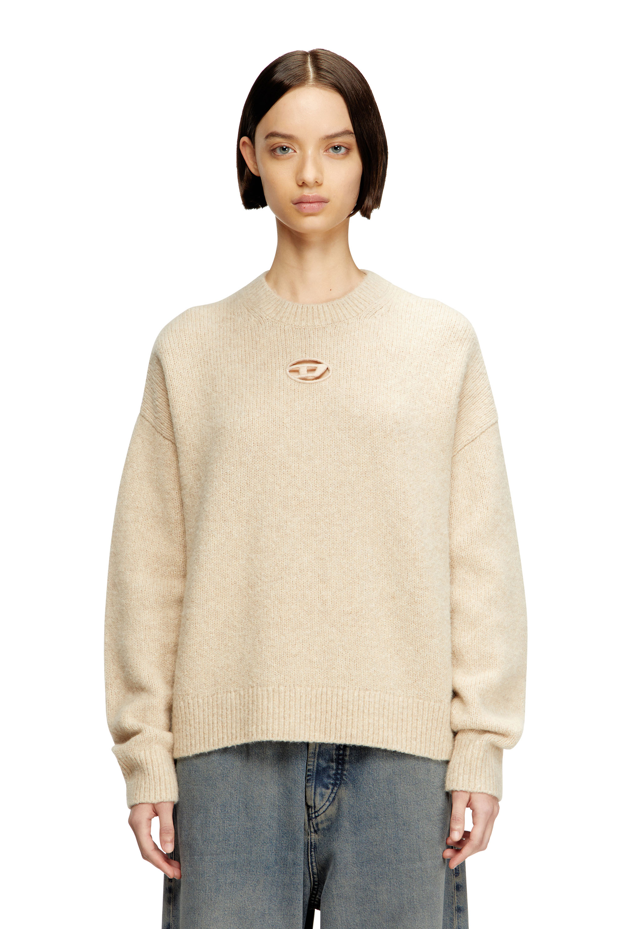 Diesel - M-AREETA, Maglia in misto lana e alpaca Donna in Beige - 1