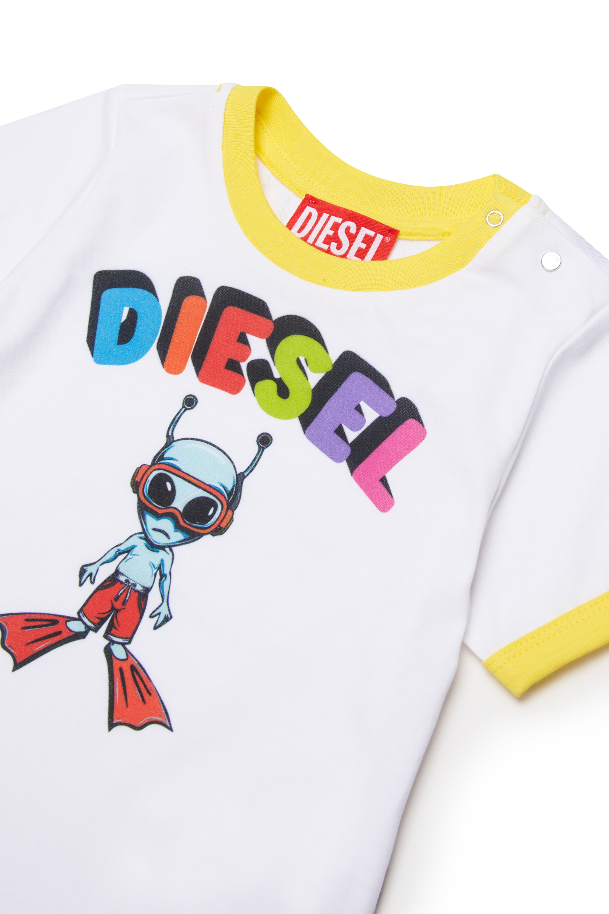 Diesel - MTIRULB, Man's Ring T-shirt with multicolor alien logo in White - 3