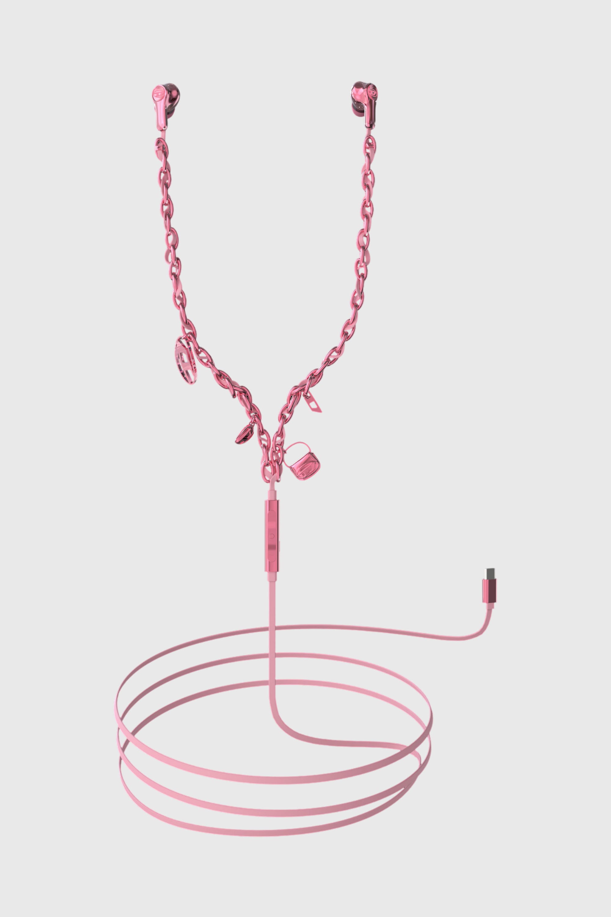 Diesel - 60688 WIRED EARBUDS WIRED EARBUDS, Auricolari rosa con filo e charms Unisex in Rosa - 1