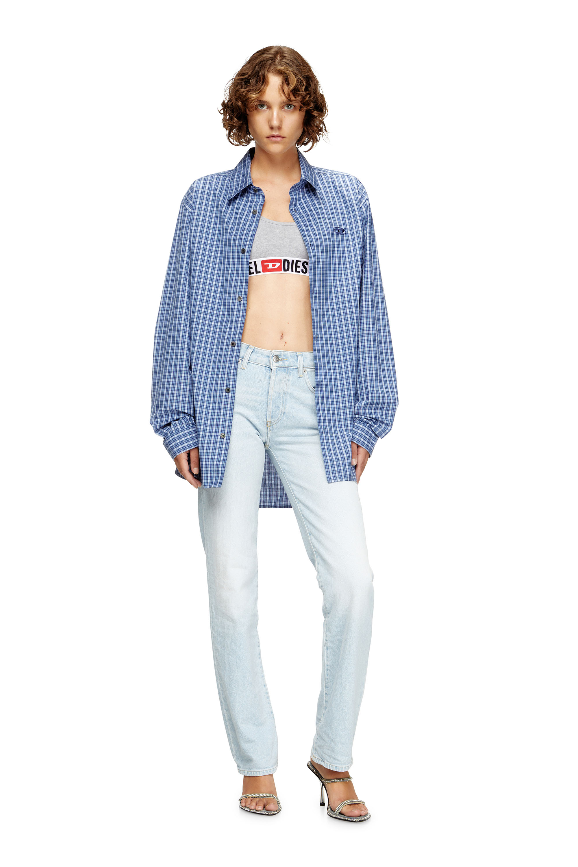 Diesel - UFSB-ORIBA, Bralette con fascia logata Donna in Grigio - 4