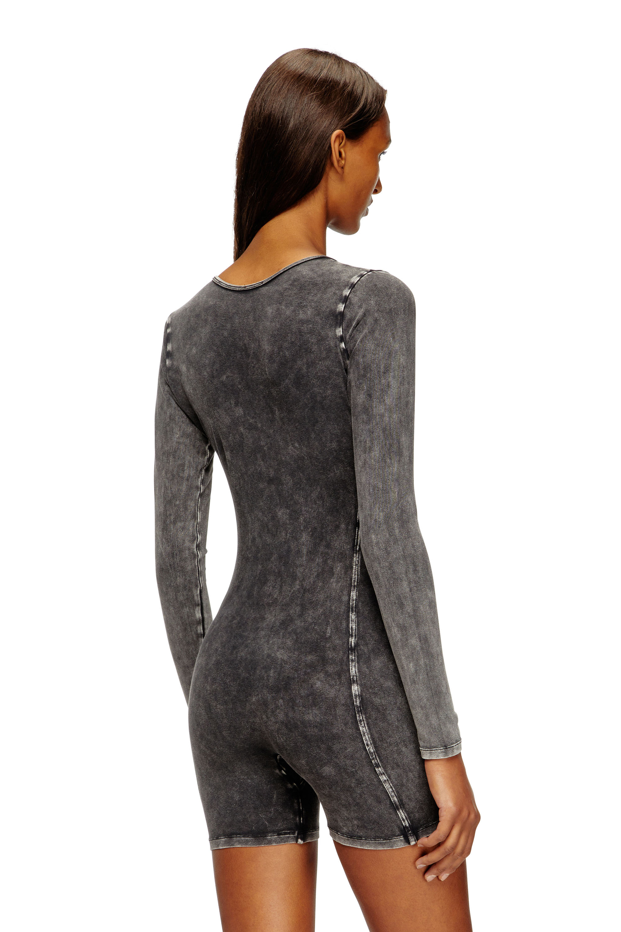 Diesel - KARIM-DNM, Playsuit in jersey effetto denim Donna in Nero - 3