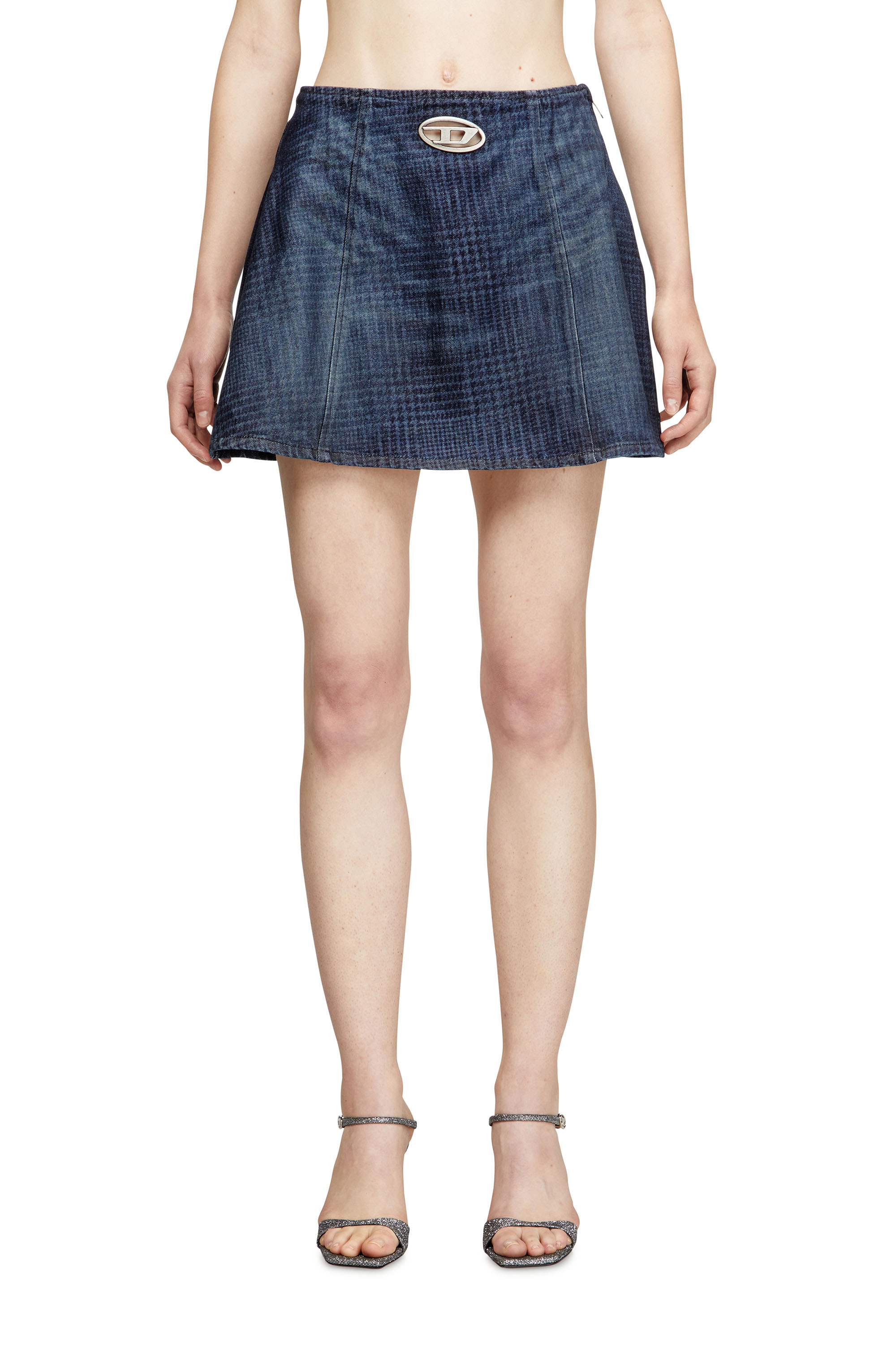 Diesel - DE-SWENY-S1, Minigonna in denim Principe di Galles Donna in Blu - 1