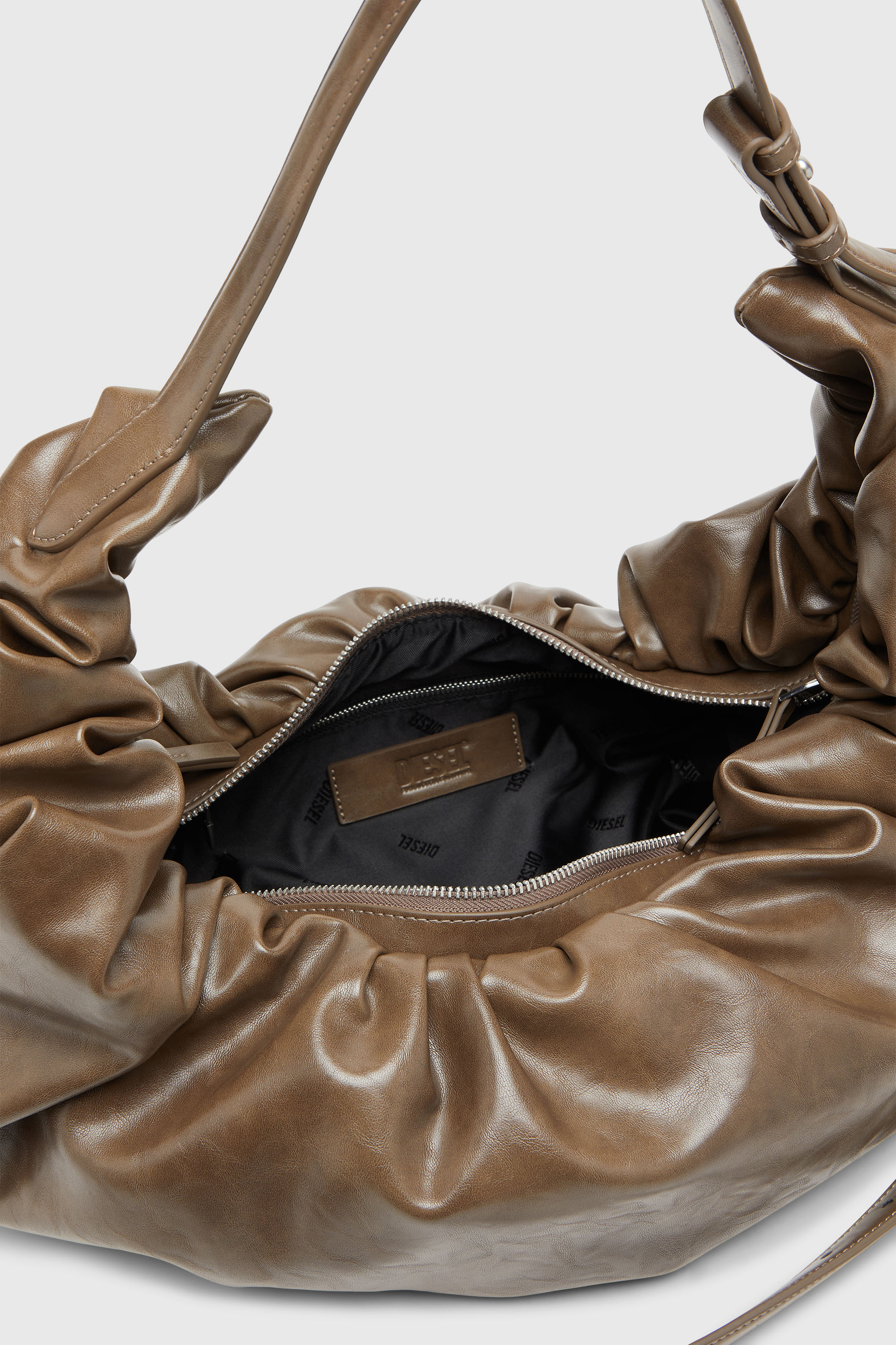Diesel - GRAB-D HOBO L, Grab-D-Borsa hobo grande arricciata Donna in Beige - 4