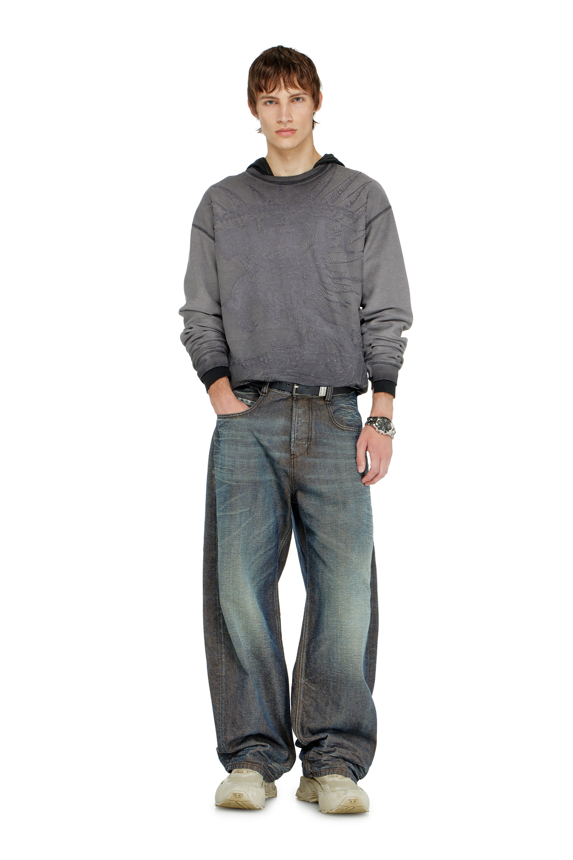 Diesel - S-ARON-RAW, Felpa con stampa d&eacute;vor&eacute; Uomo in ToBeDefined - 2