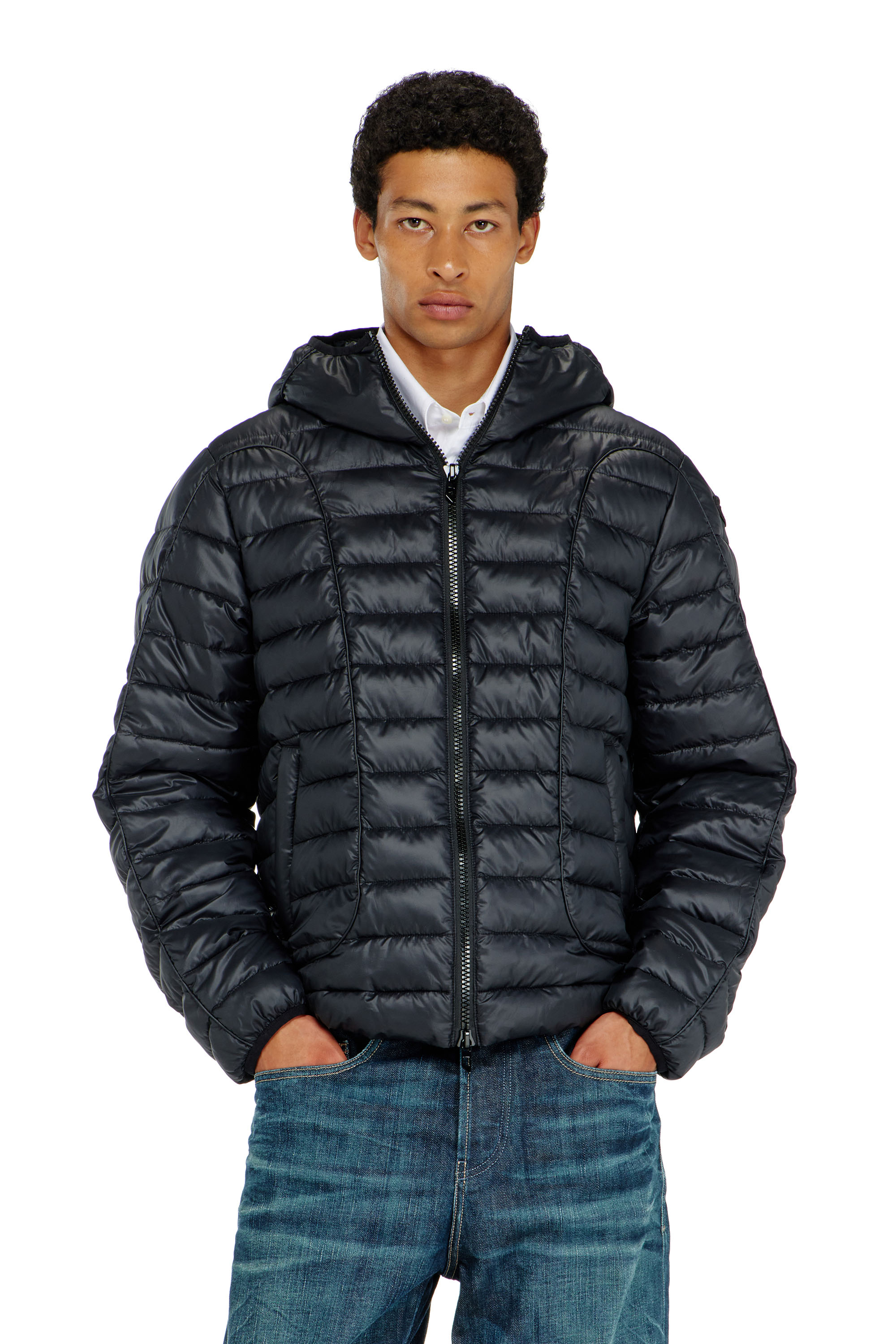 Diesel - W-STONE-WRD, Piumino con profili tono su tono Uomo in Nero - 3
