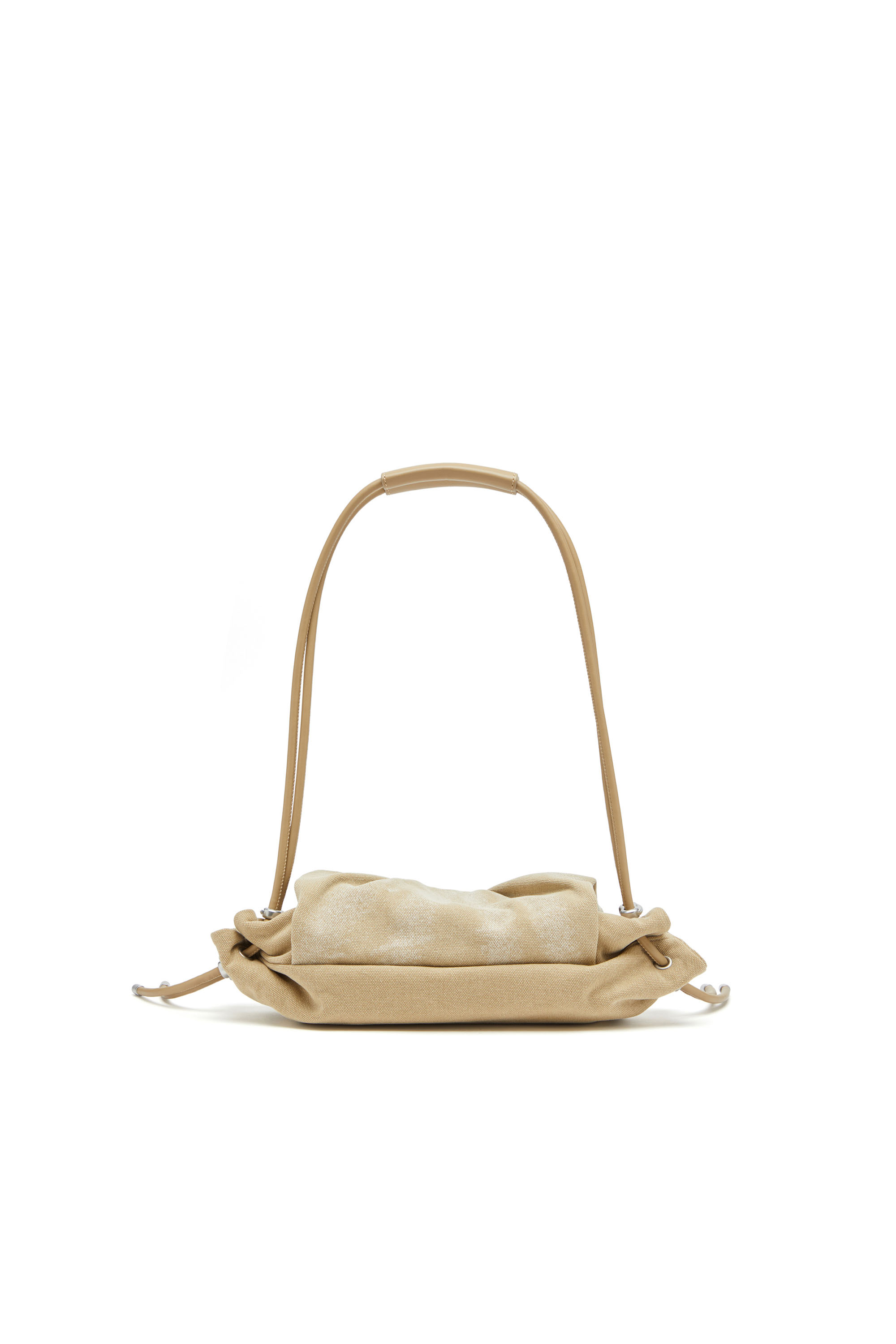 Diesel - SCRUNCH-D SHOULDER S, Borsa a spalla piccola in tela wash Donna in Beige - 2