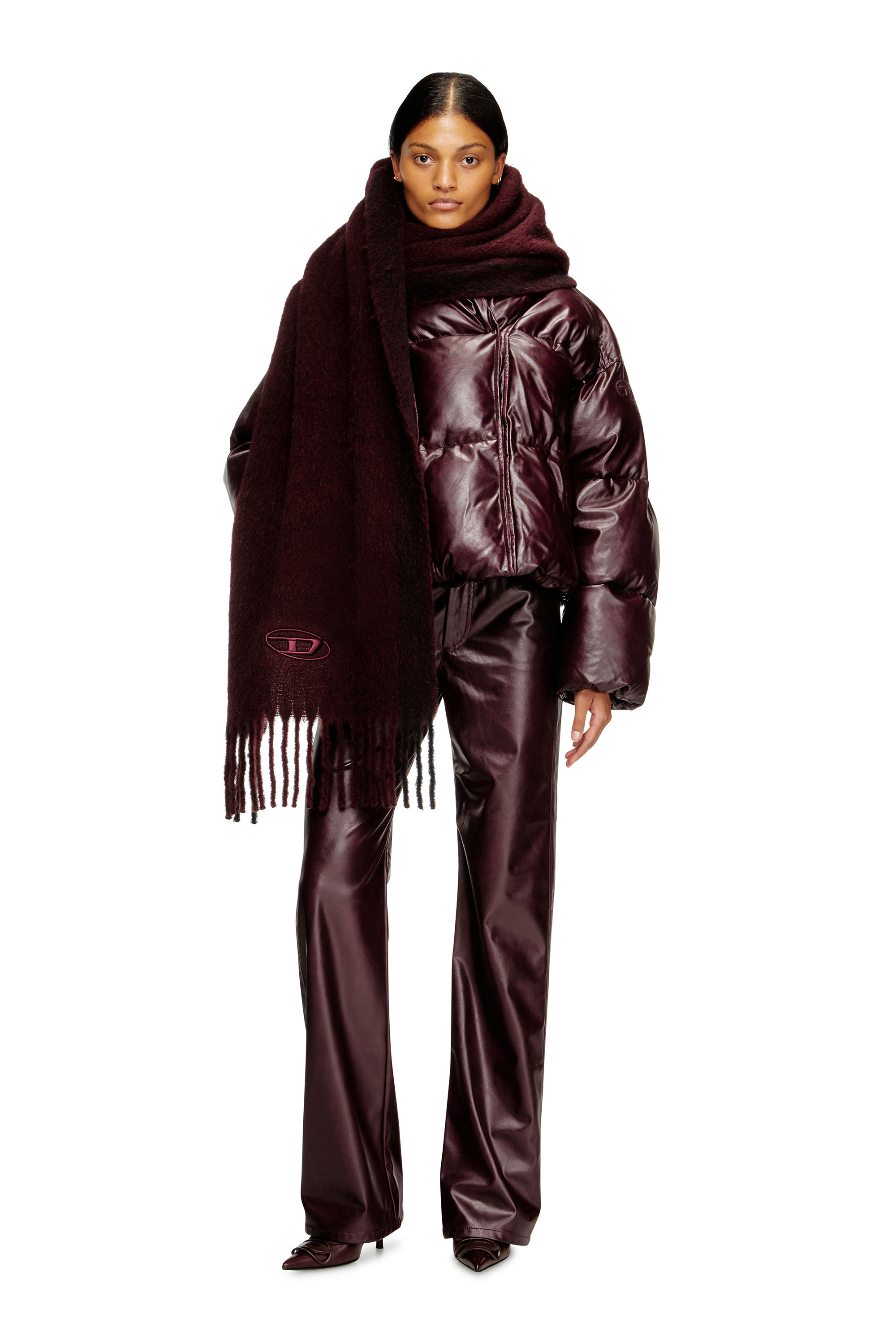 Diesel - FR-W-ILLEY, Piumino con cappuccio burgundy in tessuto coated Donna in Rosso - 2